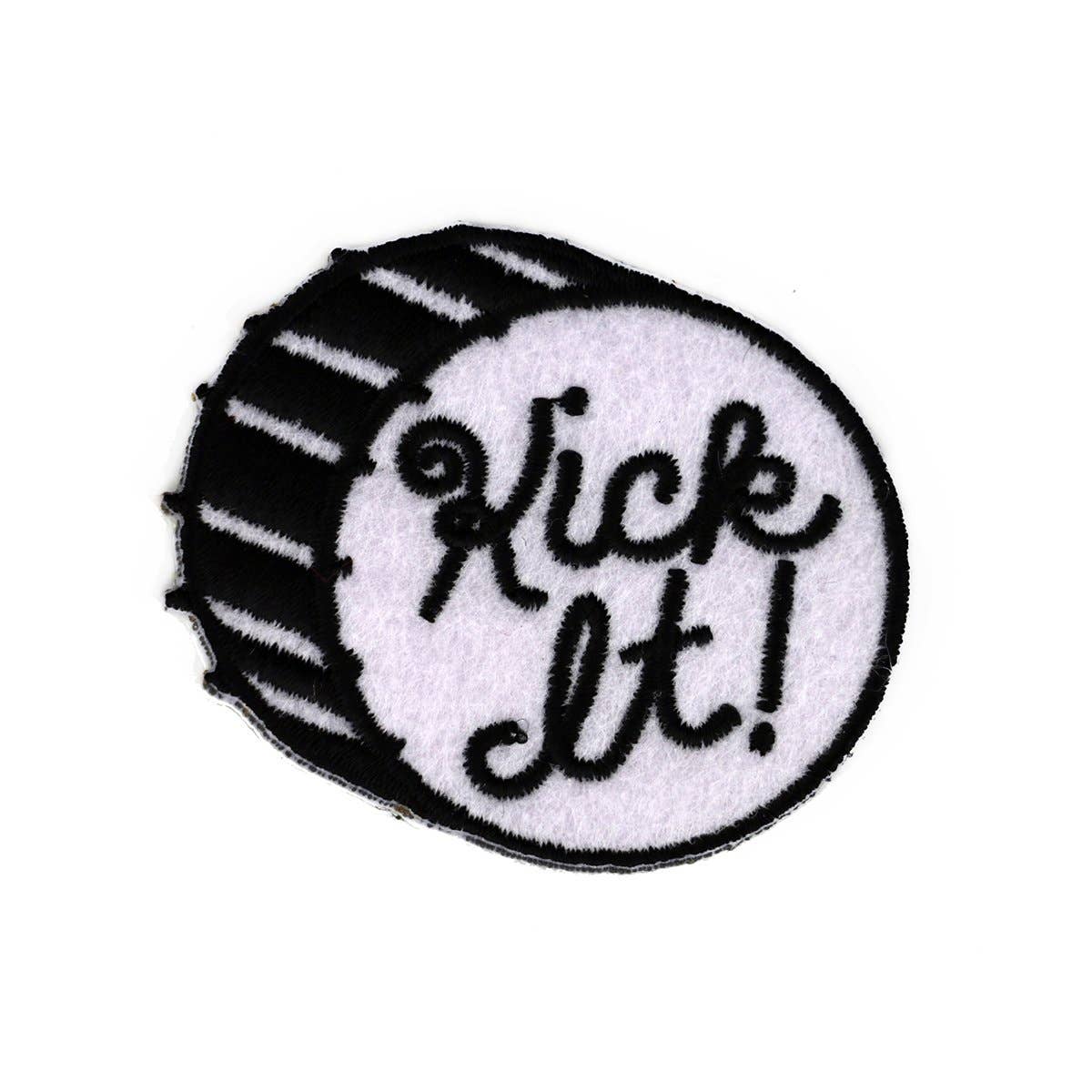 "Kick It!" Embroidered Iron On Bass Drum Patch - Wander Together Outfitters