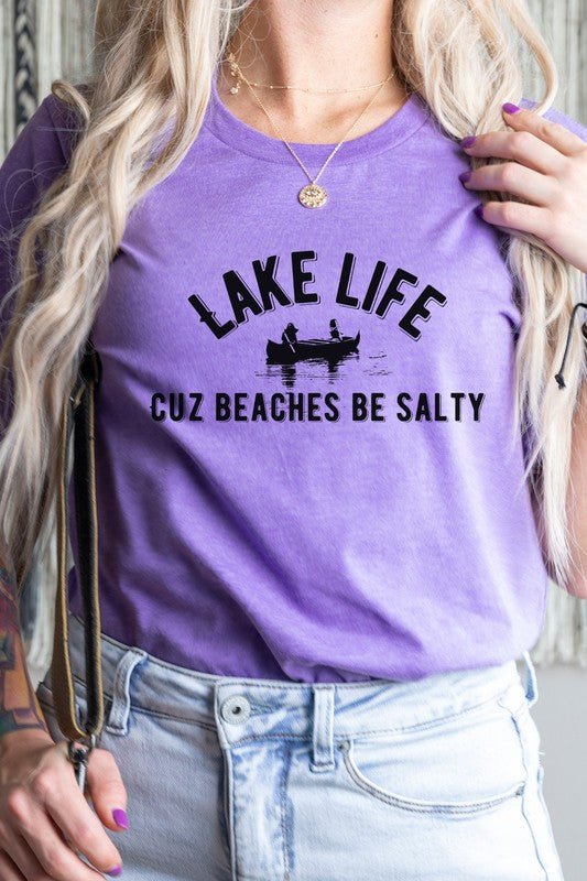 "Lake Life Cuz Beaches Be Salty" Rowboat Graphic Tee - Wander Together Outfitters