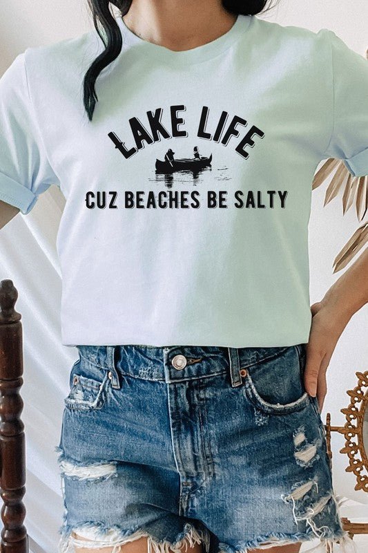 "Lake Life Cuz Beaches Be Salty" Rowboat Graphic Tee - Wander Together Outfitters