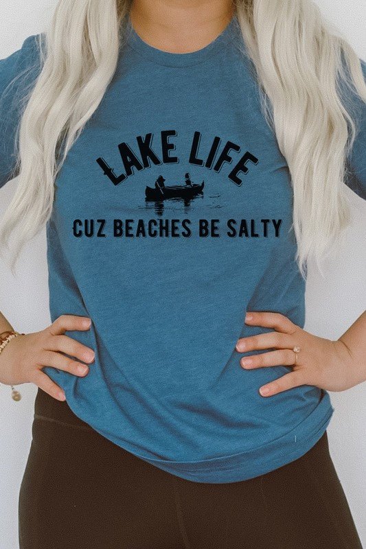 "Lake Life Cuz Beaches Be Salty" Rowboat Graphic Tee - Wander Together Outfitters
