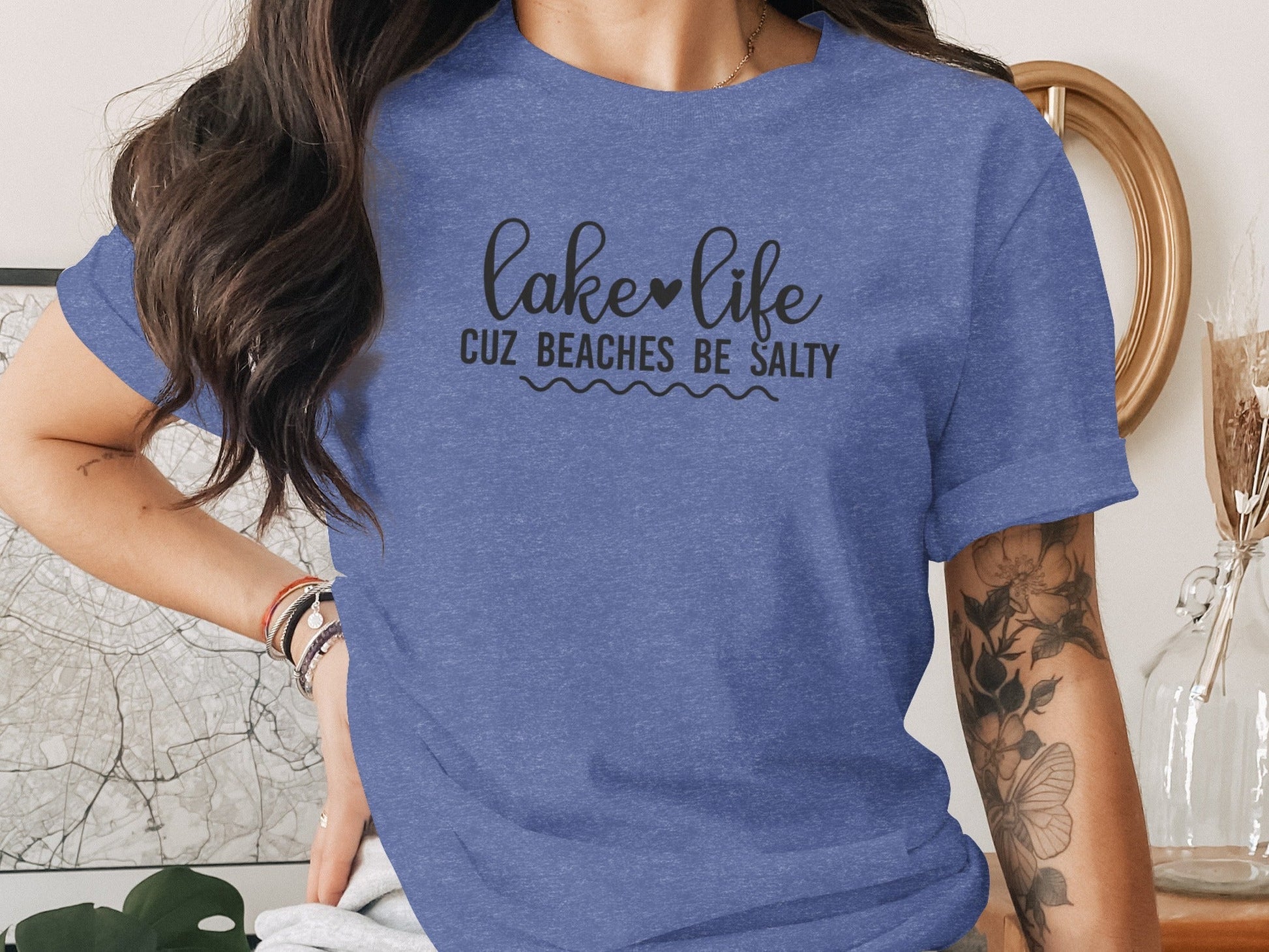 Lake Life Cuz Beaches Be Salty Slogan T-Shirt - Wander Together Outfitters