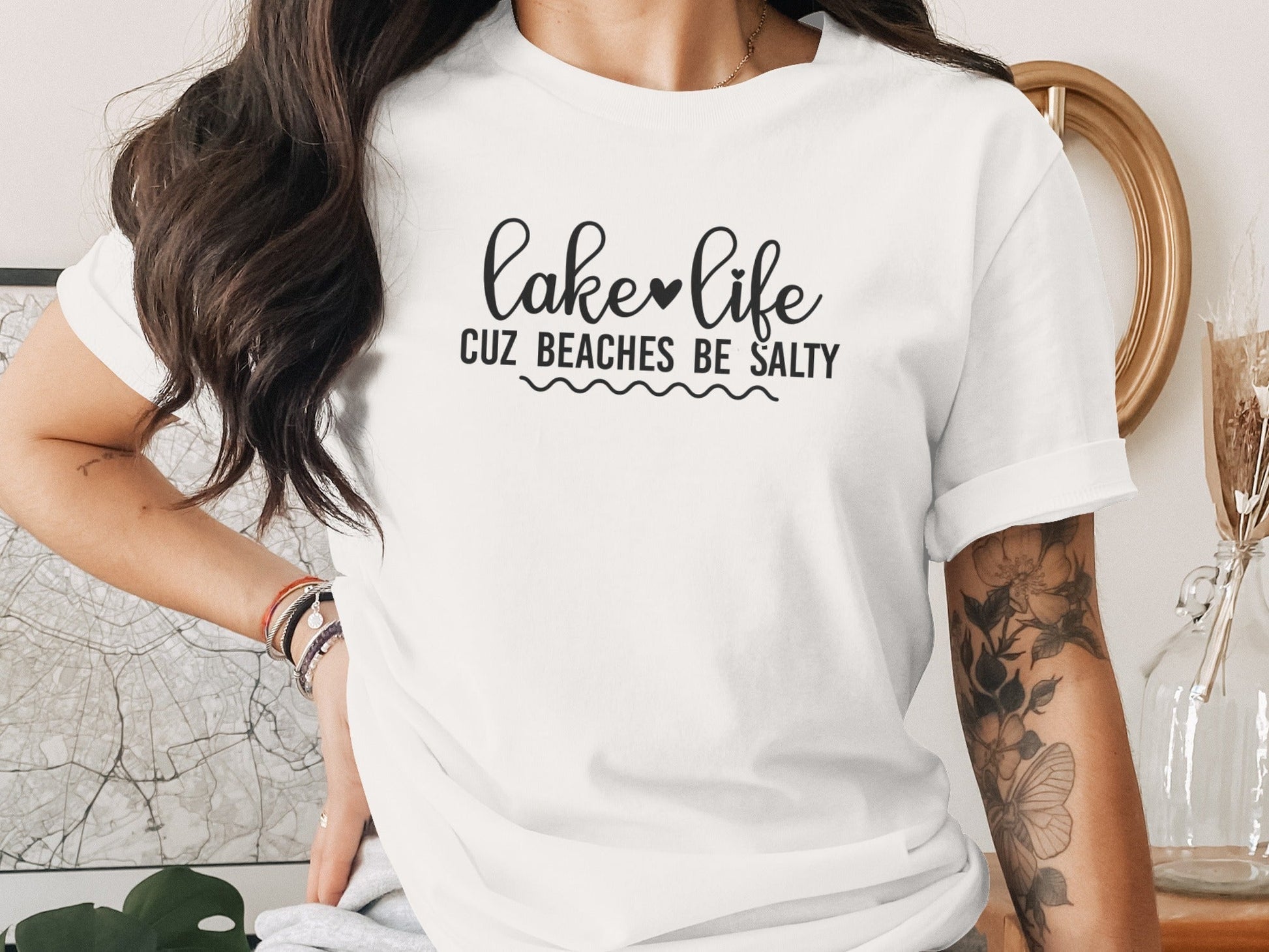Lake Life Cuz Beaches Be Salty Slogan T-Shirt - Wander Together Outfitters