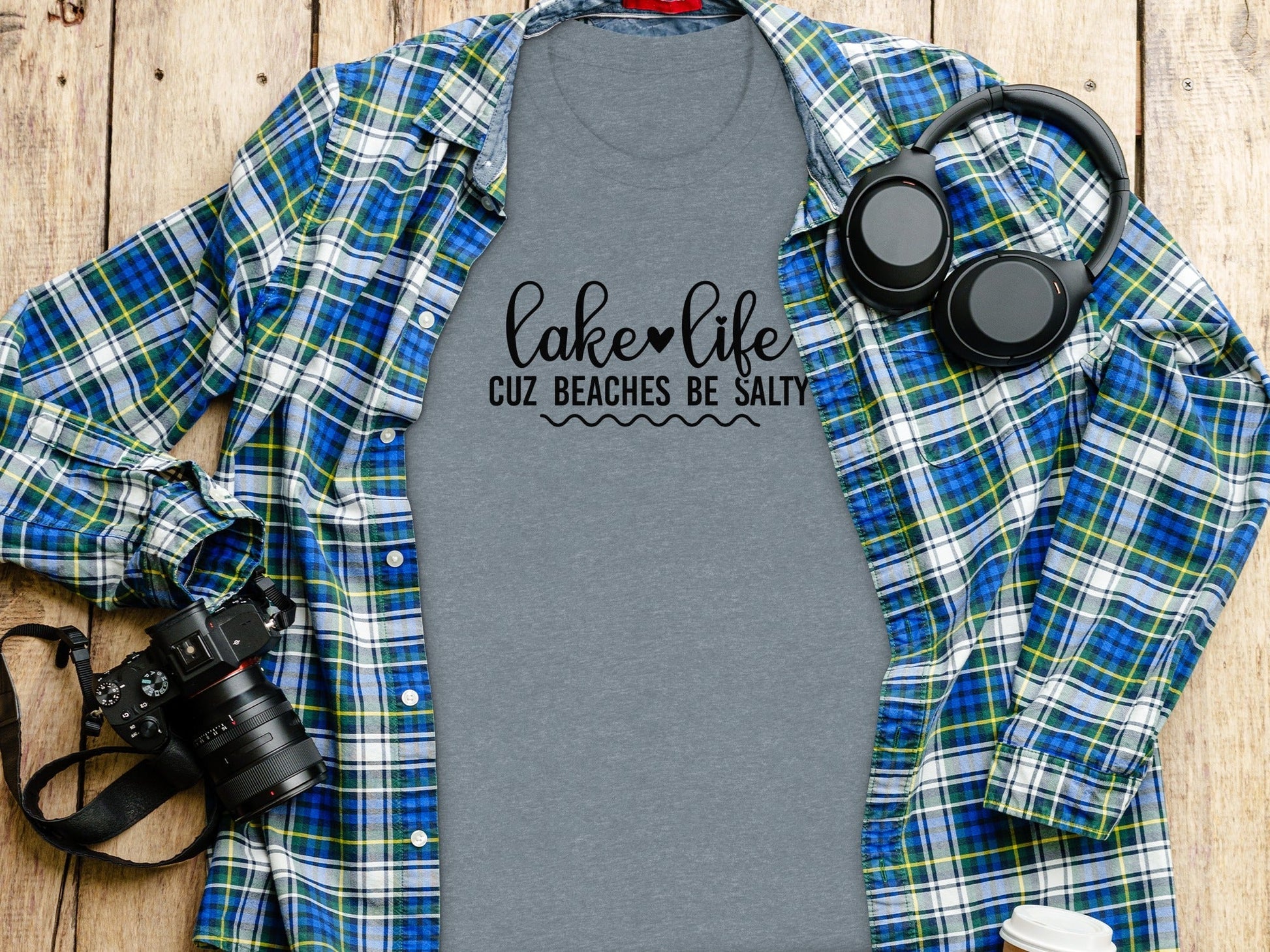 Lake Life Cuz Beaches Be Salty Slogan T-Shirt - Wander Together Outfitters