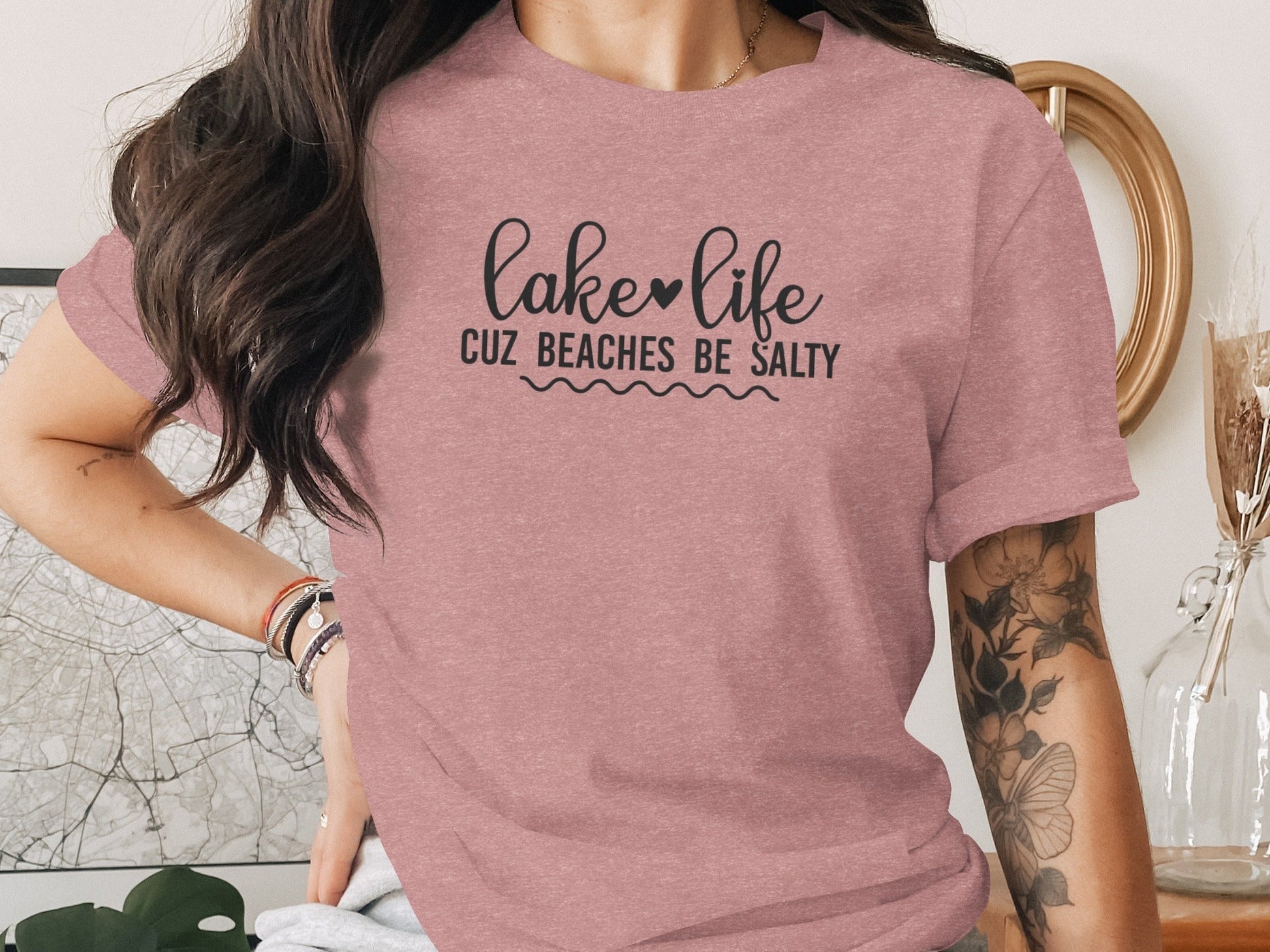 Lake Life Cuz Beaches Be Salty Slogan T-Shirt - Wander Together Outfitters