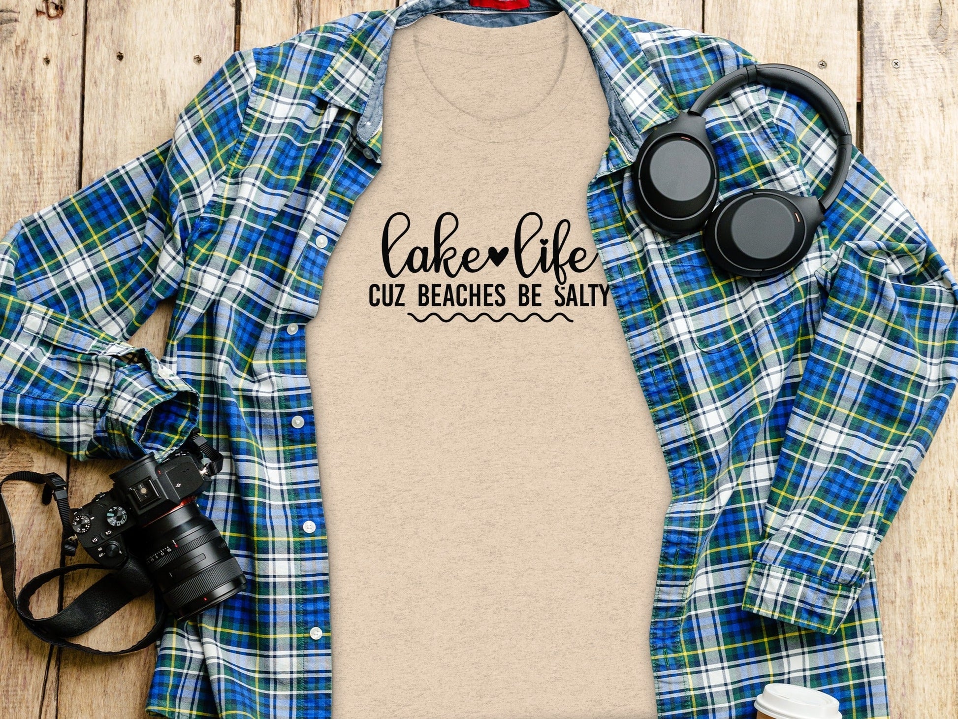 Lake Life Cuz Beaches Be Salty Slogan T-Shirt - Wander Together Outfitters
