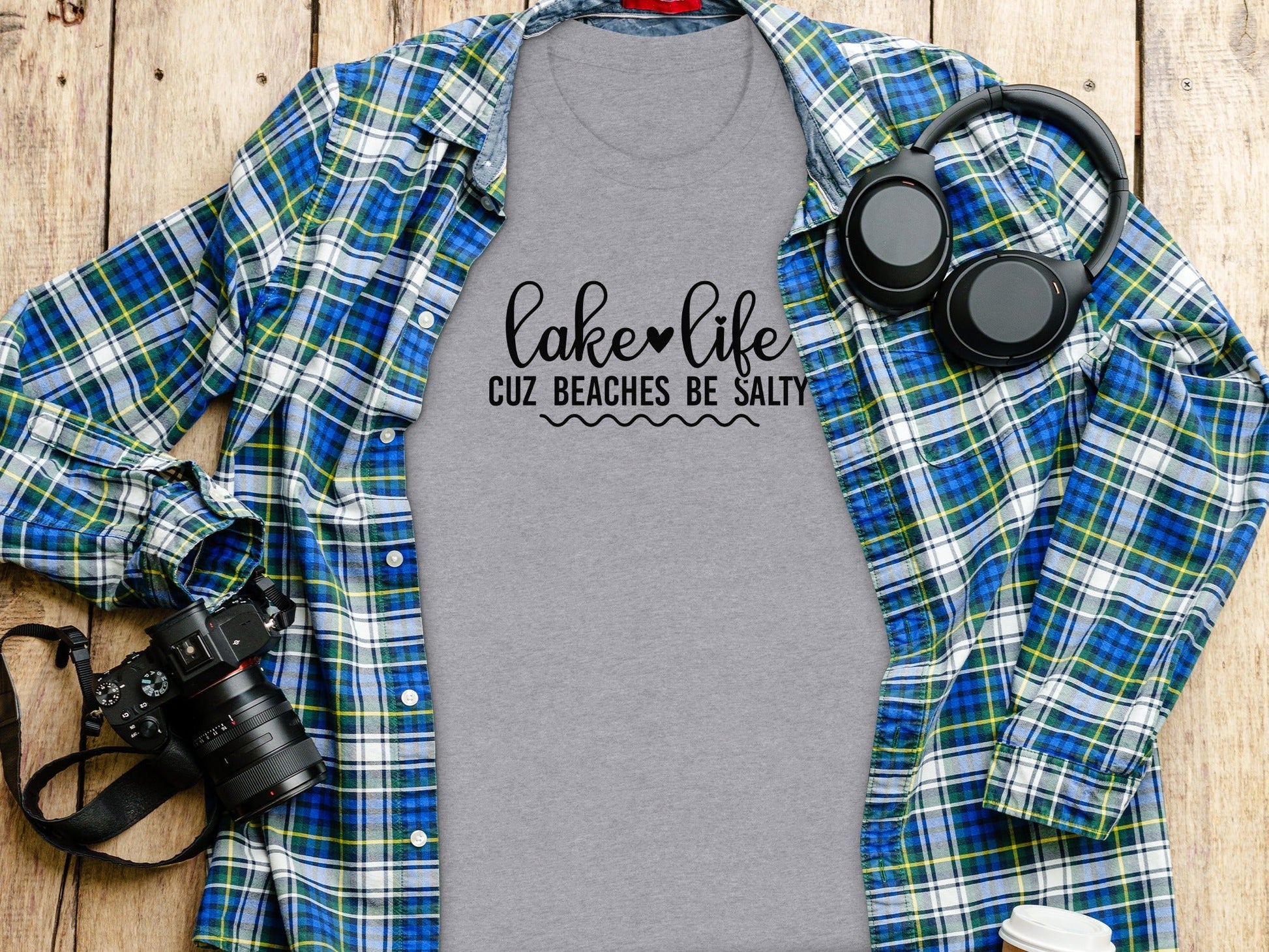 Lake Life Cuz Beaches Be Salty Slogan T-Shirt - Wander Together Outfitters
