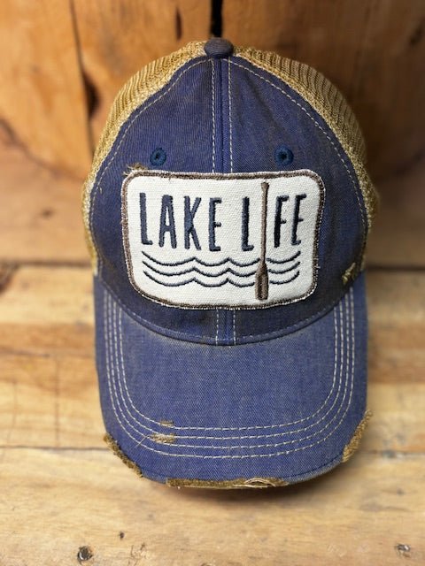 "Lake Life" Distressed Snapback Mesh Cap - Wander Together Outfitters