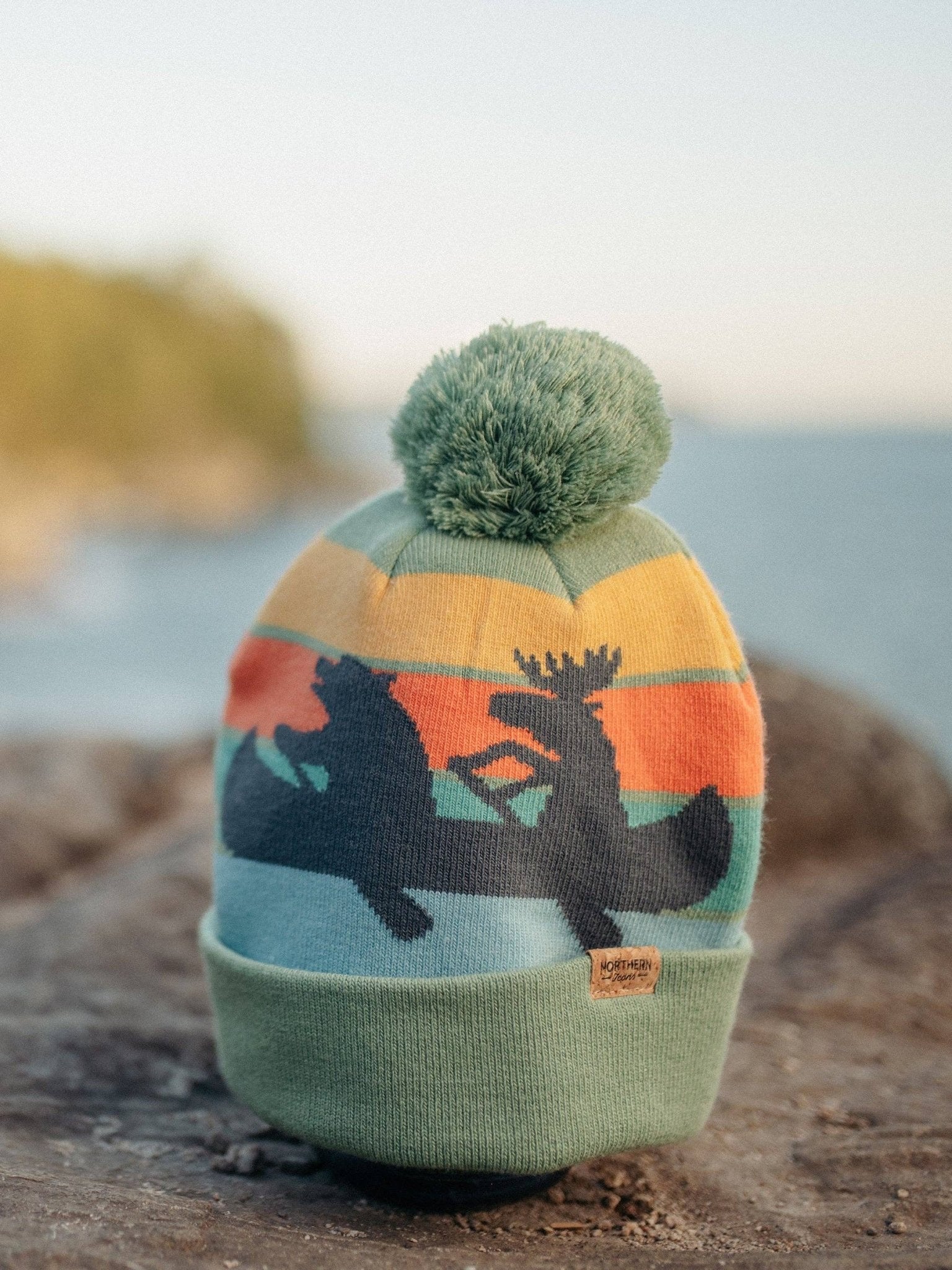 Lake Life Moose & Bear Removable Pom Beanie - Wander Together Outfitters