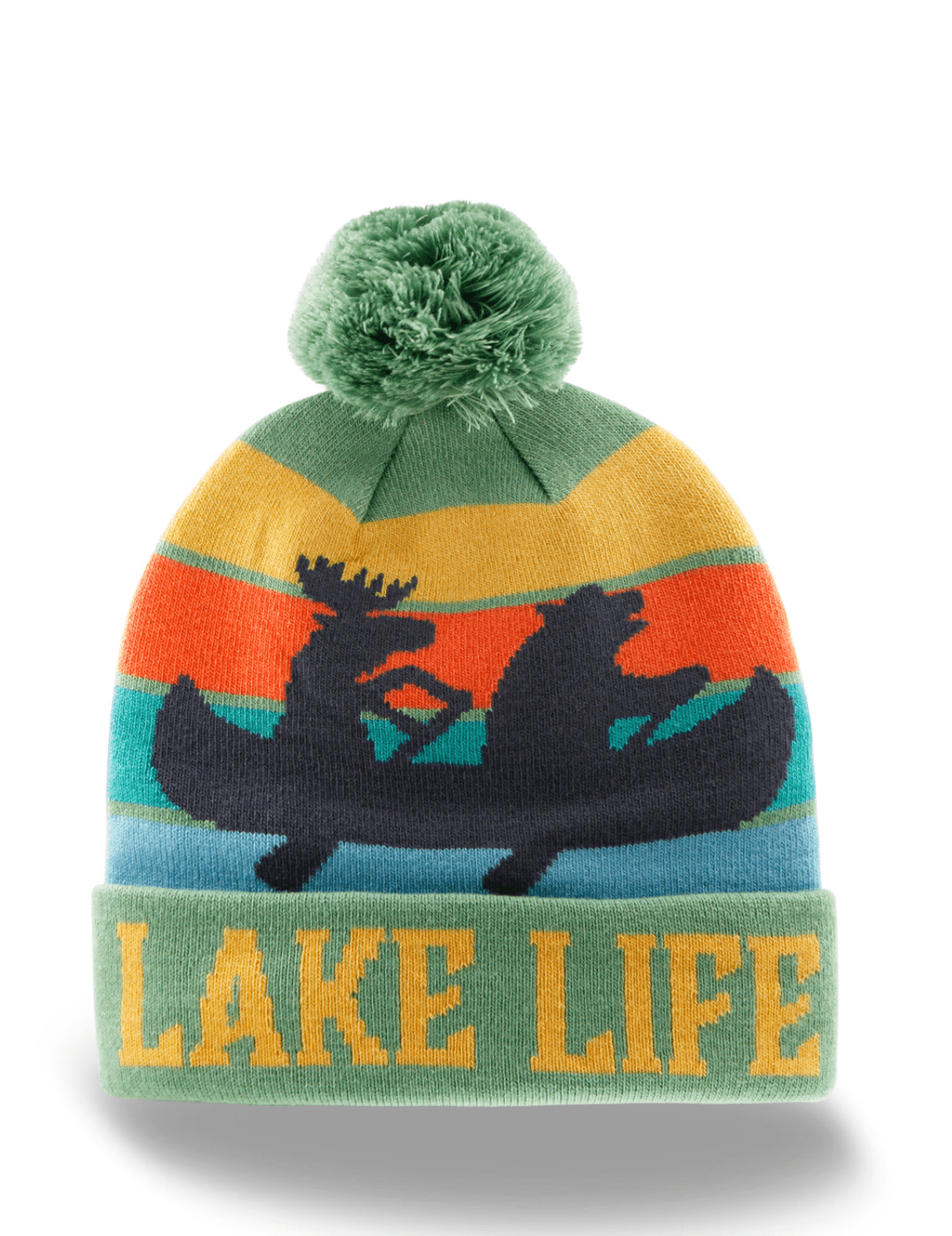 Lake Life Moose & Bear Removable Pom Beanie - Wander Together Outfitters