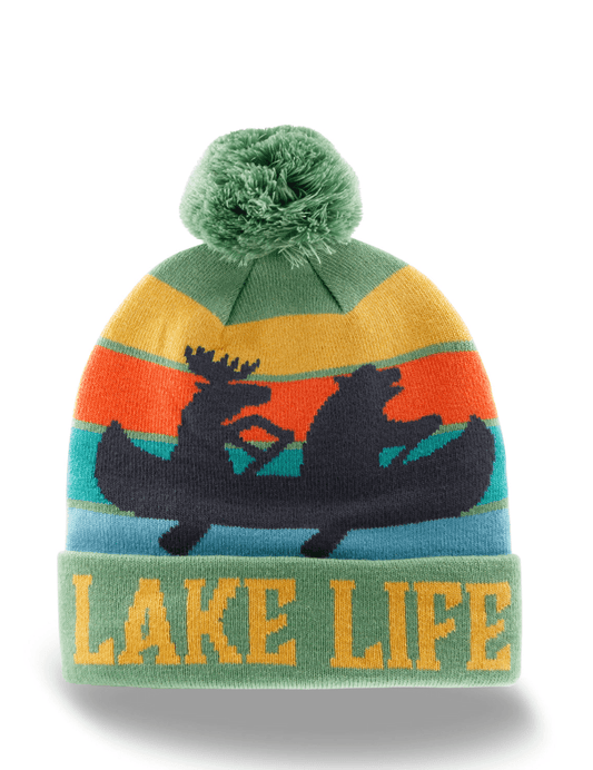 Lake Life Moose & Bear Removable Pom Beanie - Wander Together Outfitters