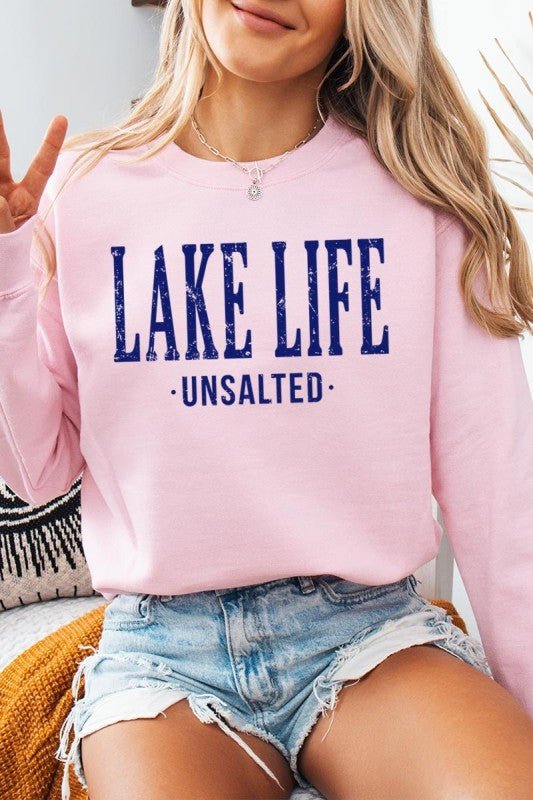 "Lake Life Unsalted" Graphic Sweatshirt - Wander Together Outfitters