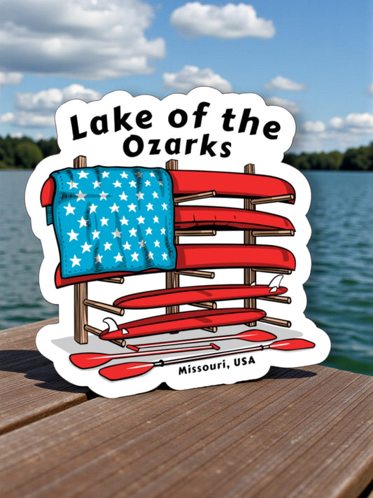 Lake of the Ozarks Canoe Flag 2" Vinyl Sticker - Wander Together Outfitters