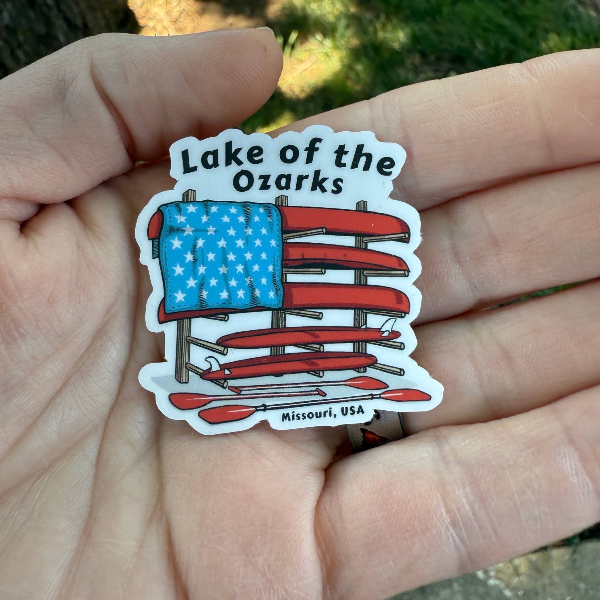 Lake of the Ozarks Canoe Flag 2" Vinyl Sticker - Wander Together Outfitters