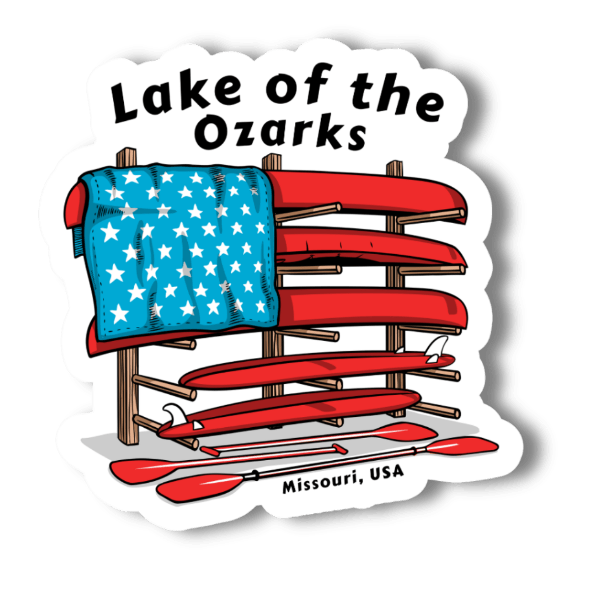 Lake of the Ozarks Canoe Flag 2" Vinyl Sticker - Wander Together Outfitters