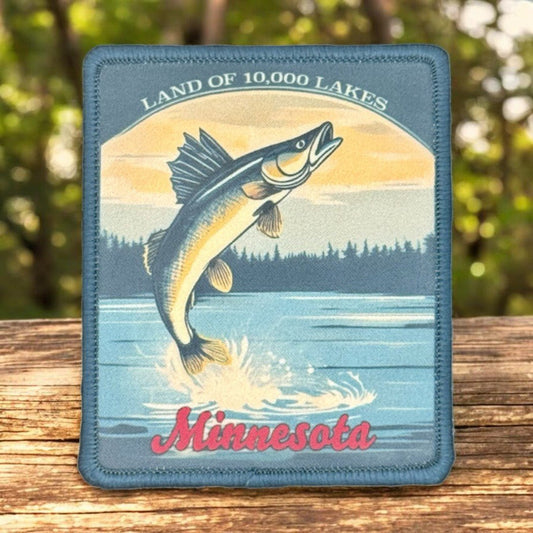 "Land of 10,000 Lakes" Minnesota Fish Iron On Sublimation Patch  - Wander Together Outfitters