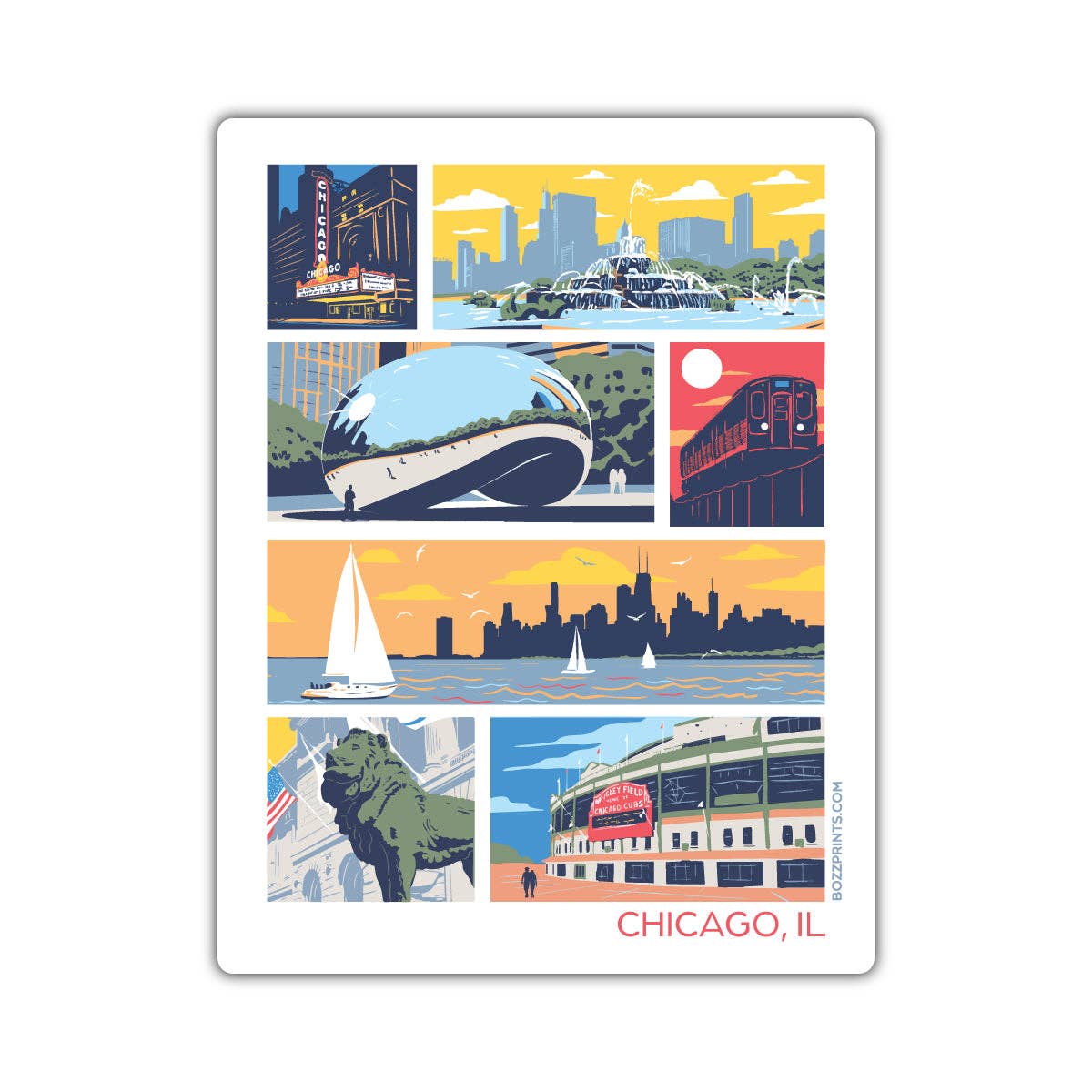 Landmarks of Chicago Sticker - Wander Together Outfitters