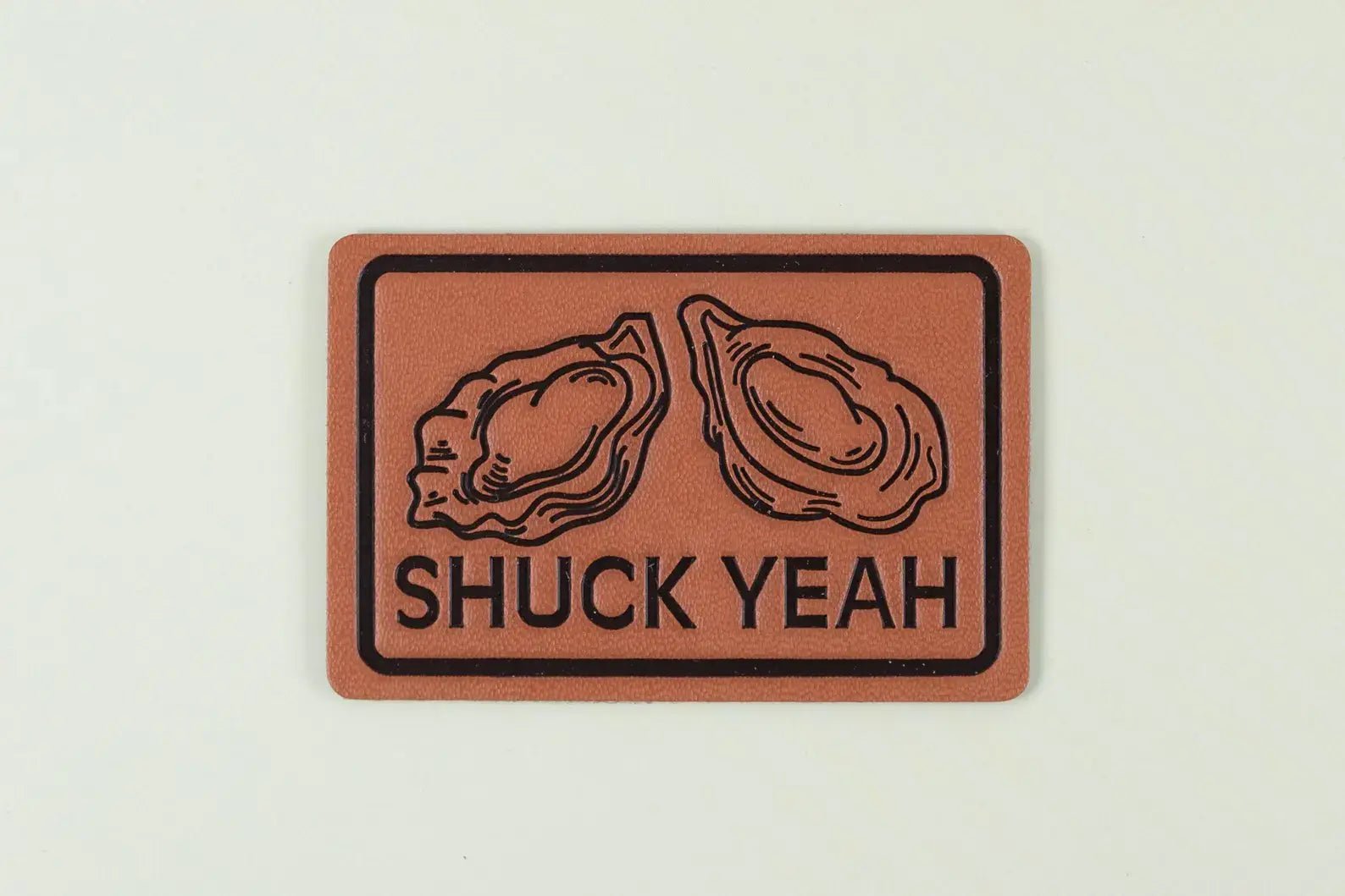 Leather "Shuck Yeah" Iron - on Sew - on Patch (Oyster) - Wander Together Outfitters