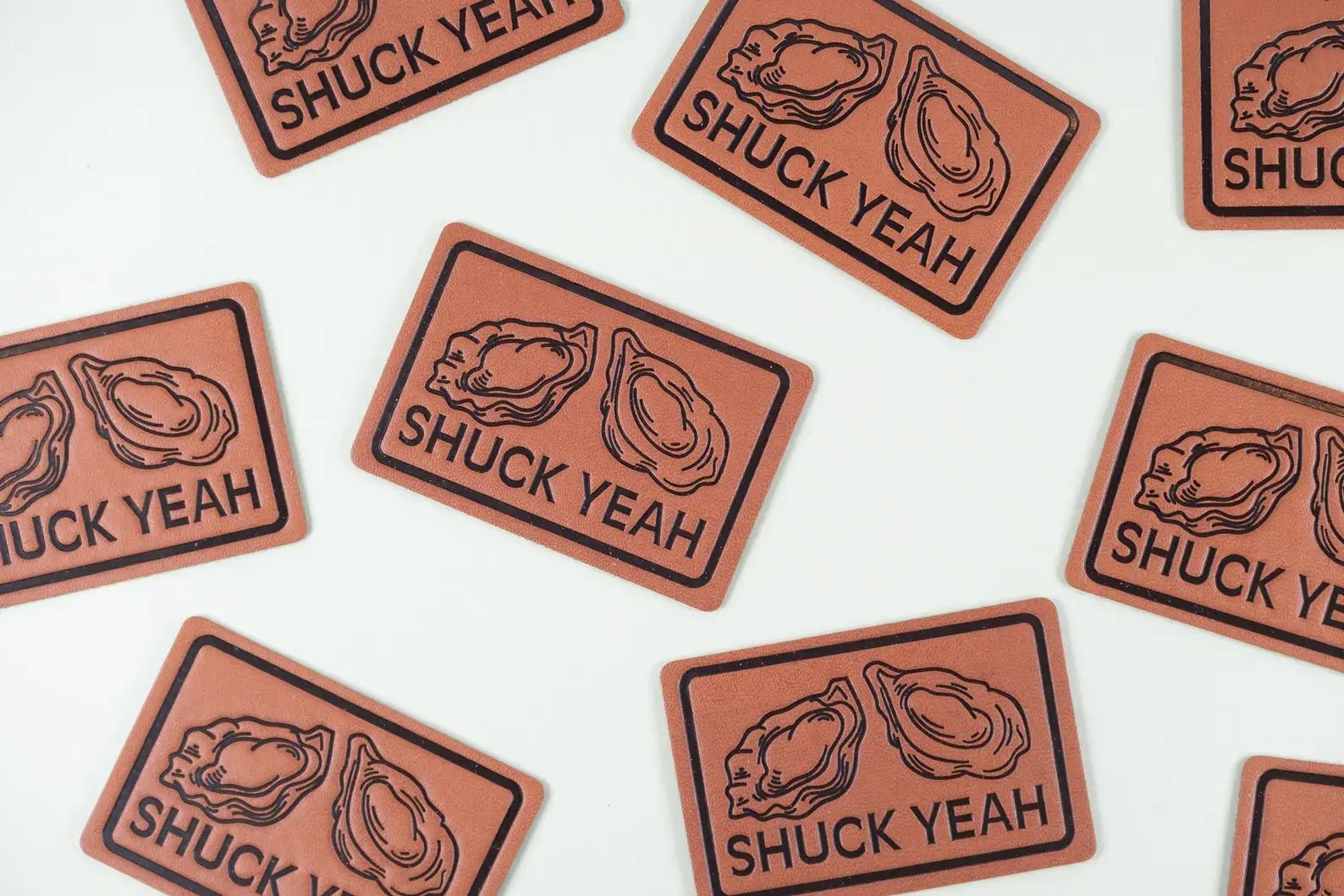 Leather "Shuck Yeah" Iron - on Sew - on Patch (Oyster) - Wander Together Outfitters