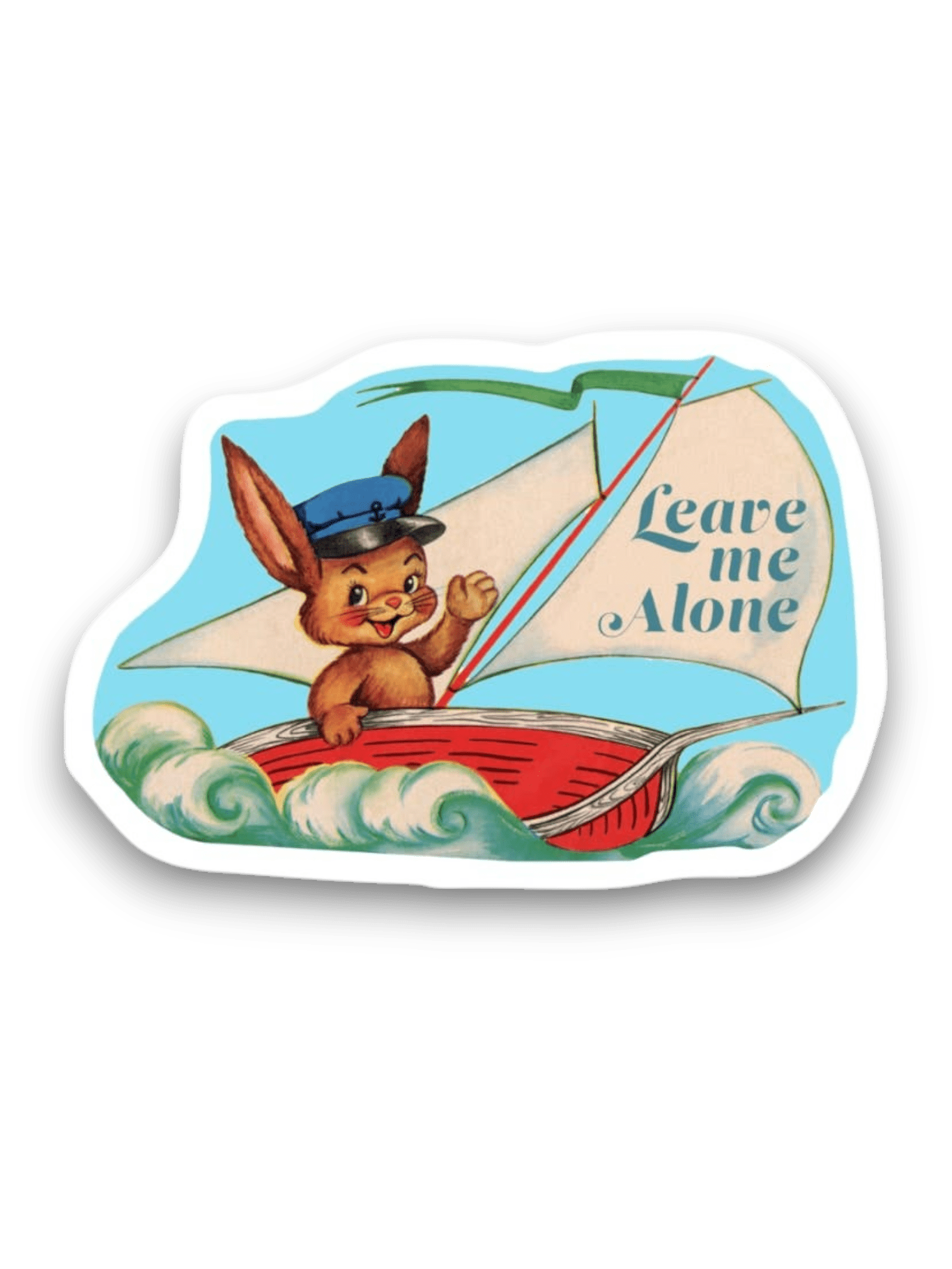 "Leave Me Alone" Sticker Funny Rabbit in Boat Vinyl Stickers - Wander Together Outfitters