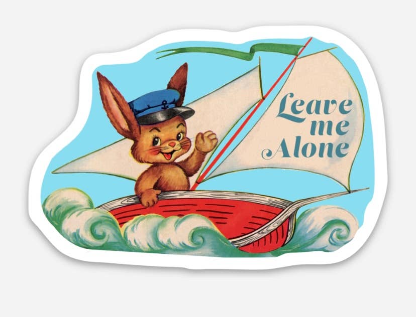 "Leave Me Alone" Sticker Funny Rabbit in Boat Vinyl Stickers - Wander Together Outfitters