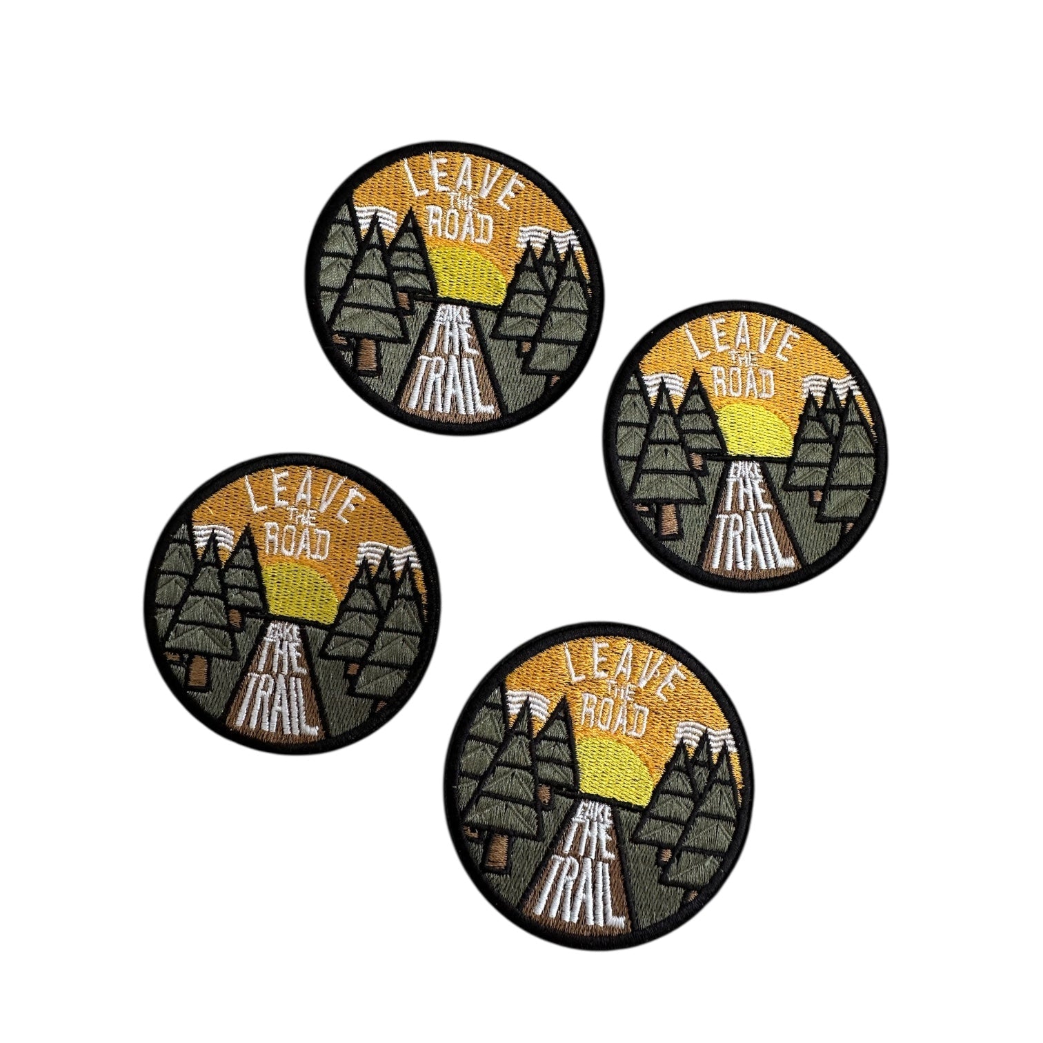 “Leave The Road Hit The Trail” Round Embroidered Iron On Patch - Wander Together Outfitters
