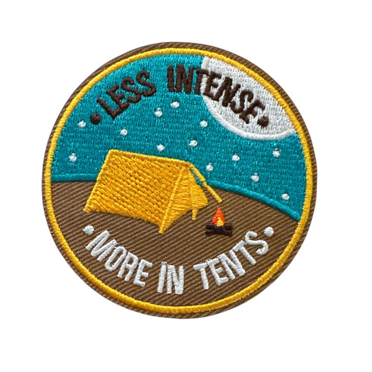 "Less Intense More In Tents" Camping Iron On Patch - Wander Together Outfitters