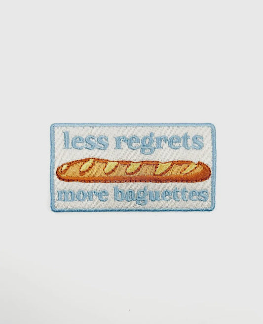 “Less Regrets More Baguettes” Iron On Embroidered Patch - Wander Together Outfitters