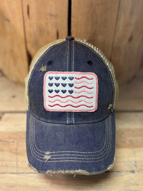 Liberty & Love Cap Distressed Trucker Hat - Wander Together Outfitters