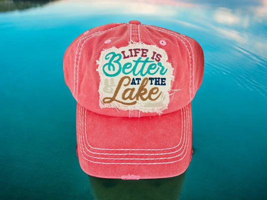 “Life Is Better At The Lake” Embroidered Cotton Cap - Wander Together Outfitters
