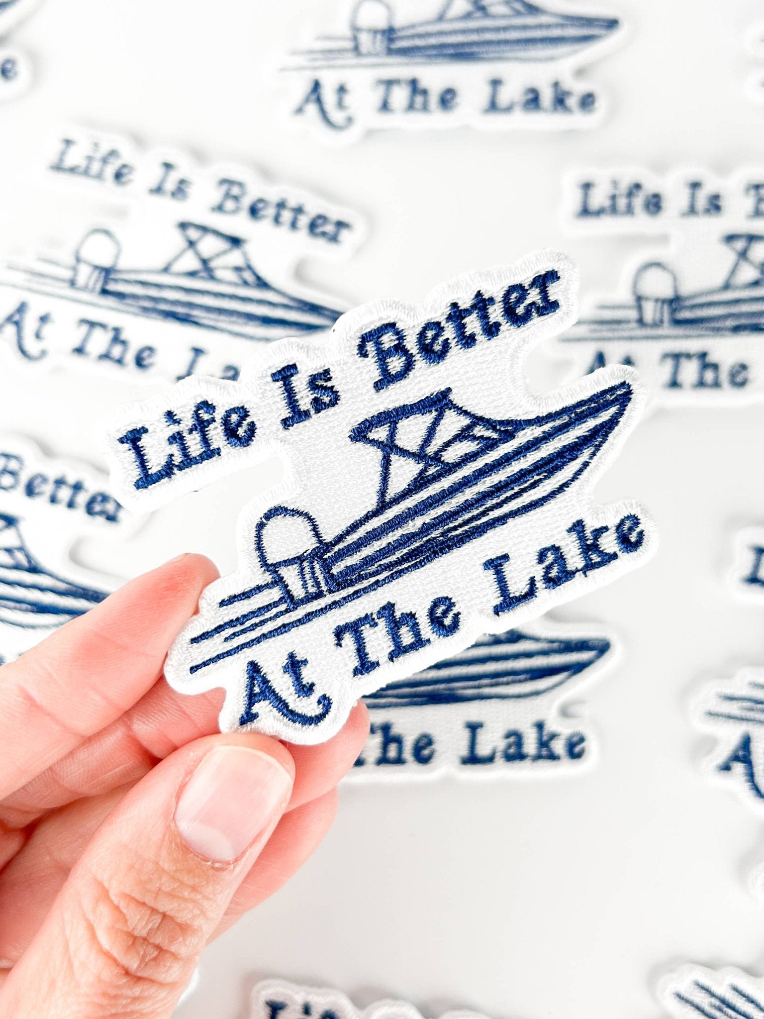 "Life Is Better At The Lake" Embroidered Iron On Patch - Wander Together Outfitters