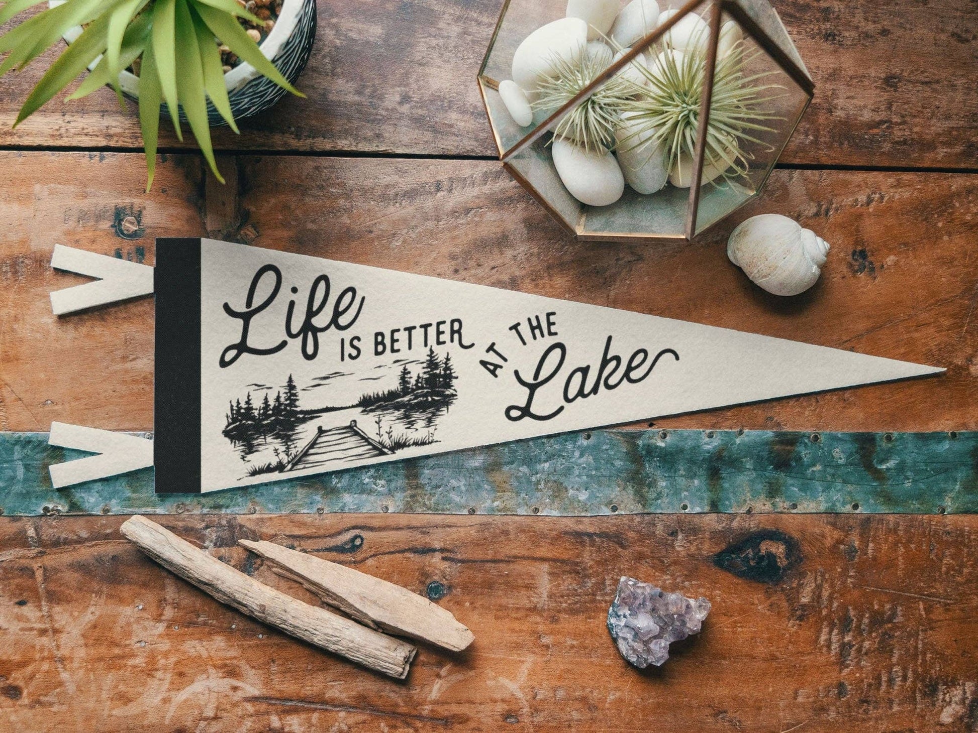 "Life is Better at the Lake" Felt Mini Pennant - Wander Together Outfitters