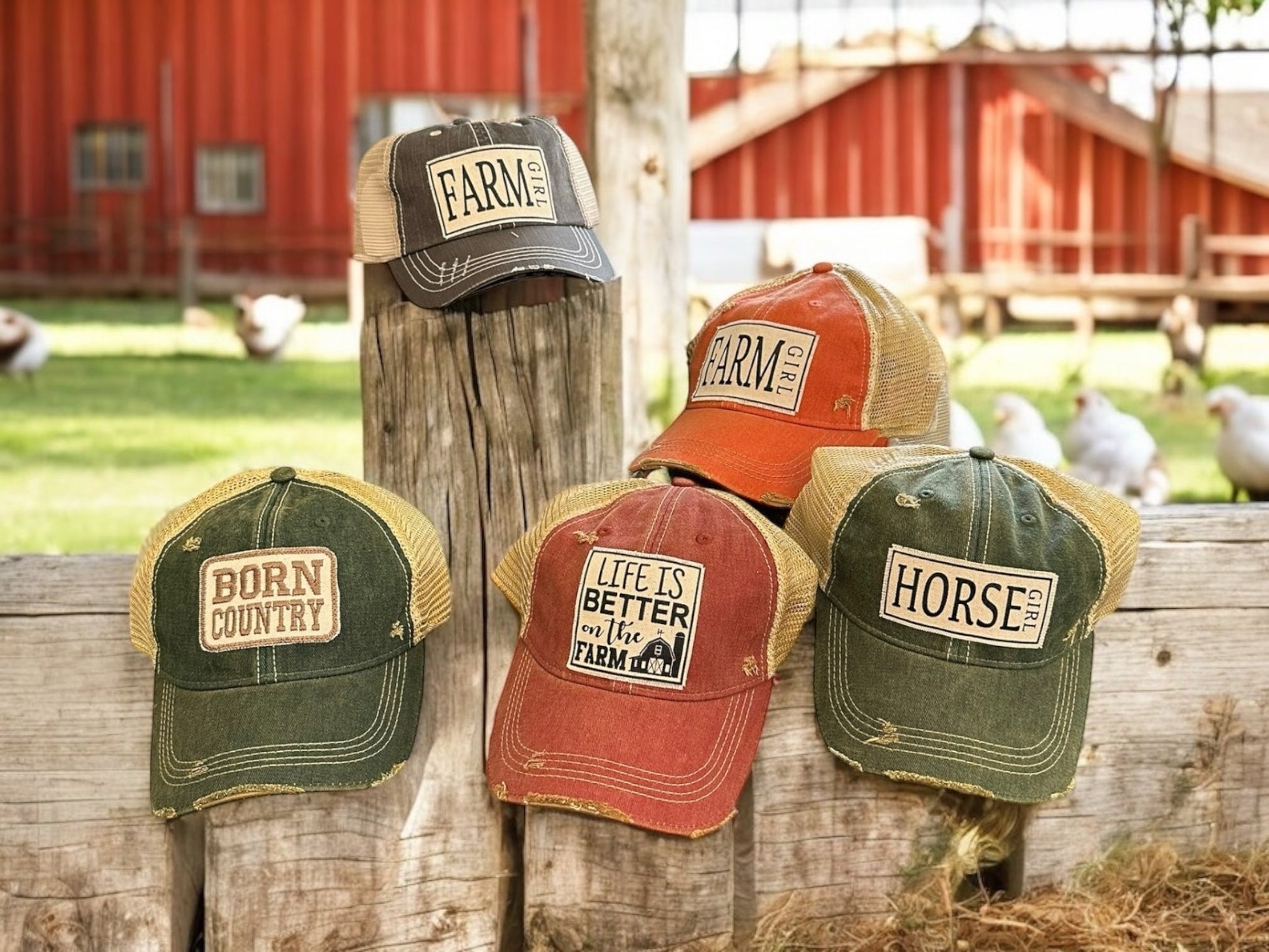 “Life Is Better On The Farm” Distressed Trucker Hat Cap - Wander Together Outfitters