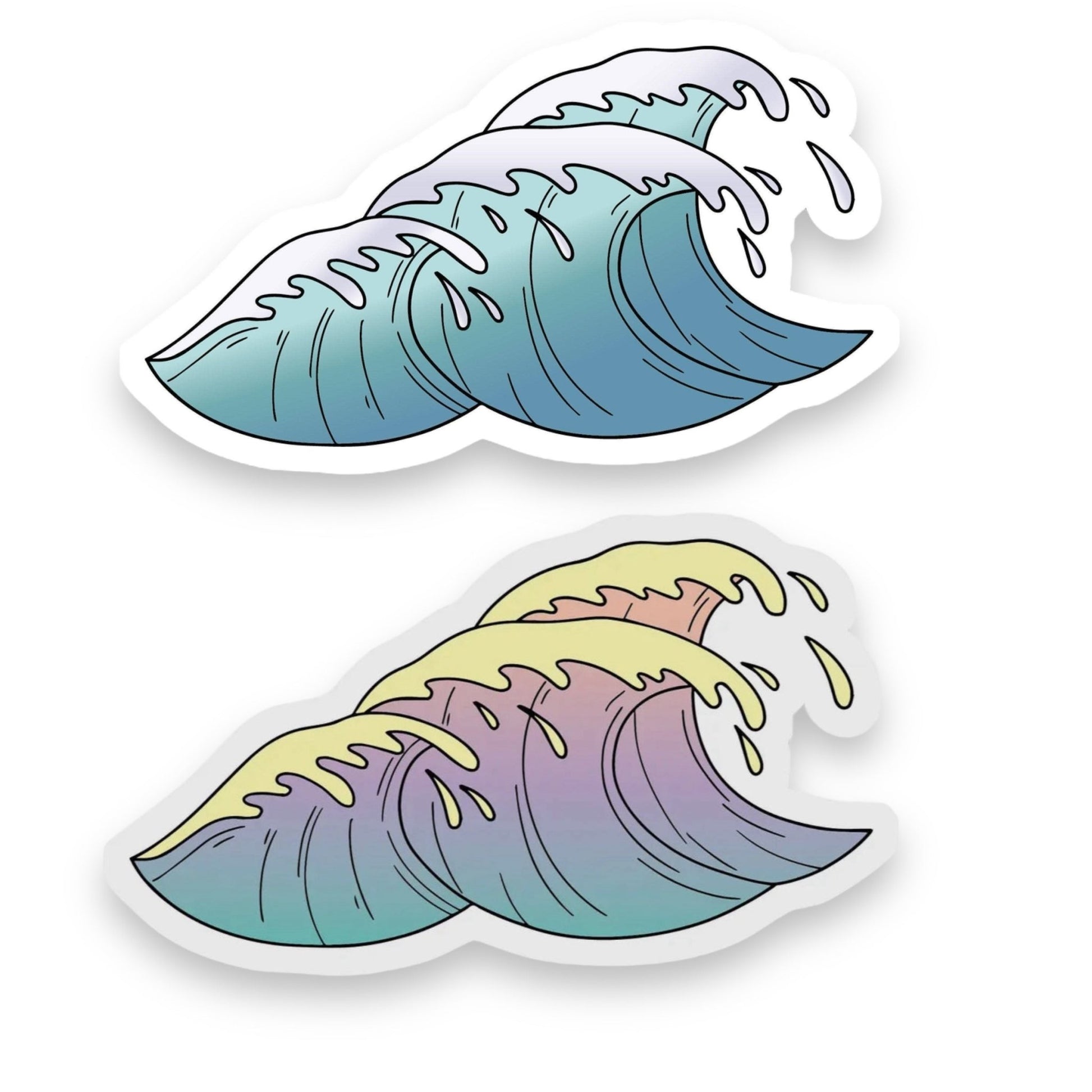 Light Blue Waves Beach Aesthetic Sticker - Wander Together Outfitters