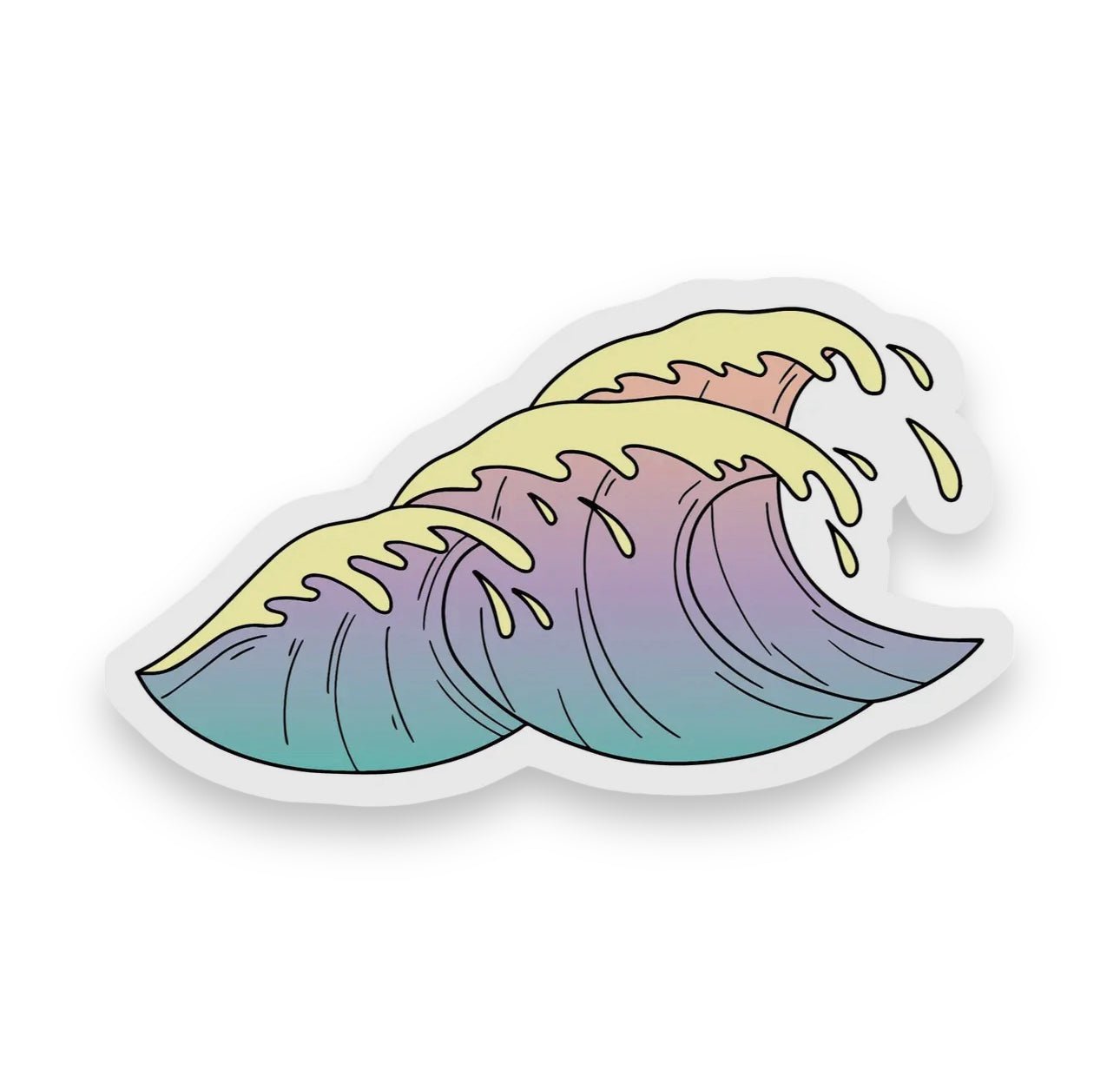 Light Blue Waves Beach Aesthetic Sticker - Wander Together Outfitters