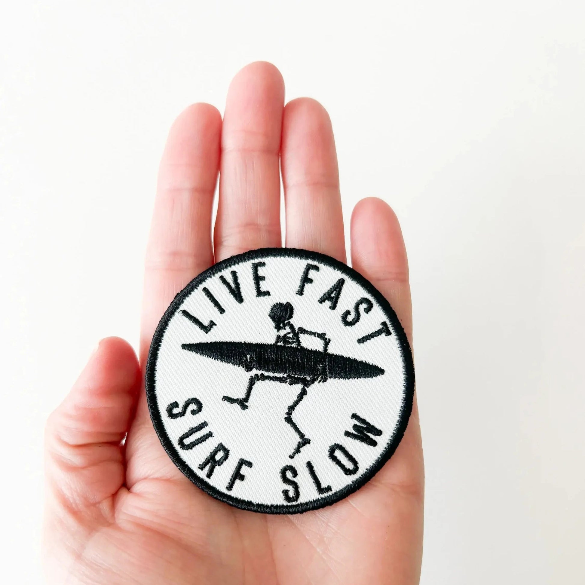 Live Fast Surf Slow Patch Embroidered Iron - On Patch - Wander Together Outfitters