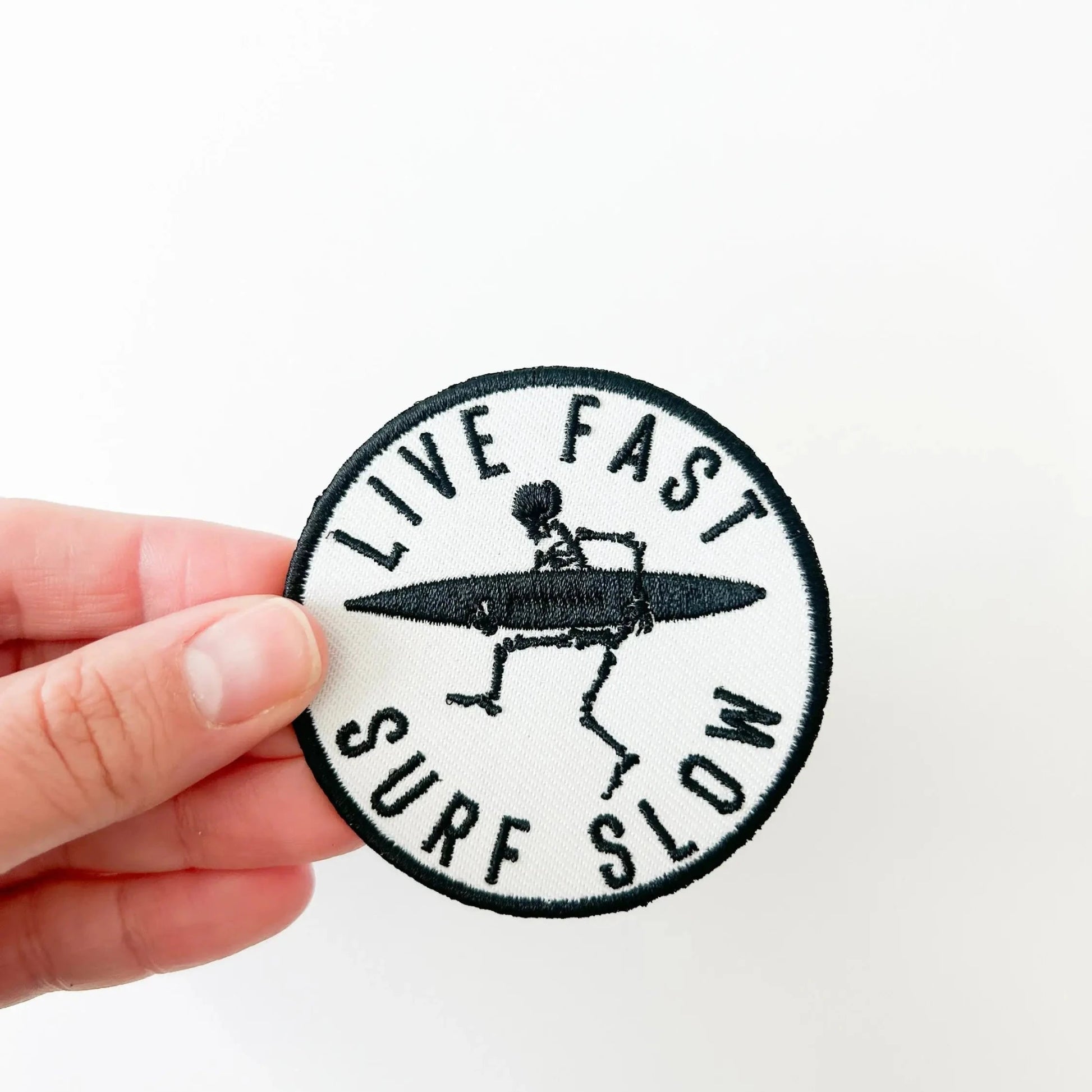 Live Fast Surf Slow Patch Embroidered Iron - On Patch - Wander Together Outfitters
