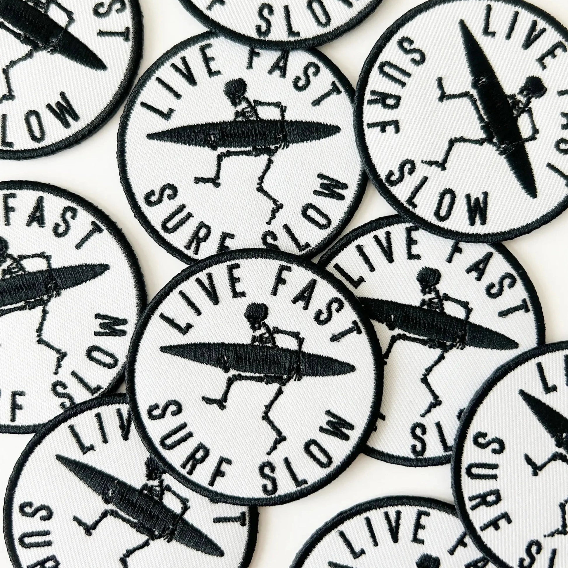 Live Fast Surf Slow Patch Embroidered Iron - On Patch - Wander Together Outfitters