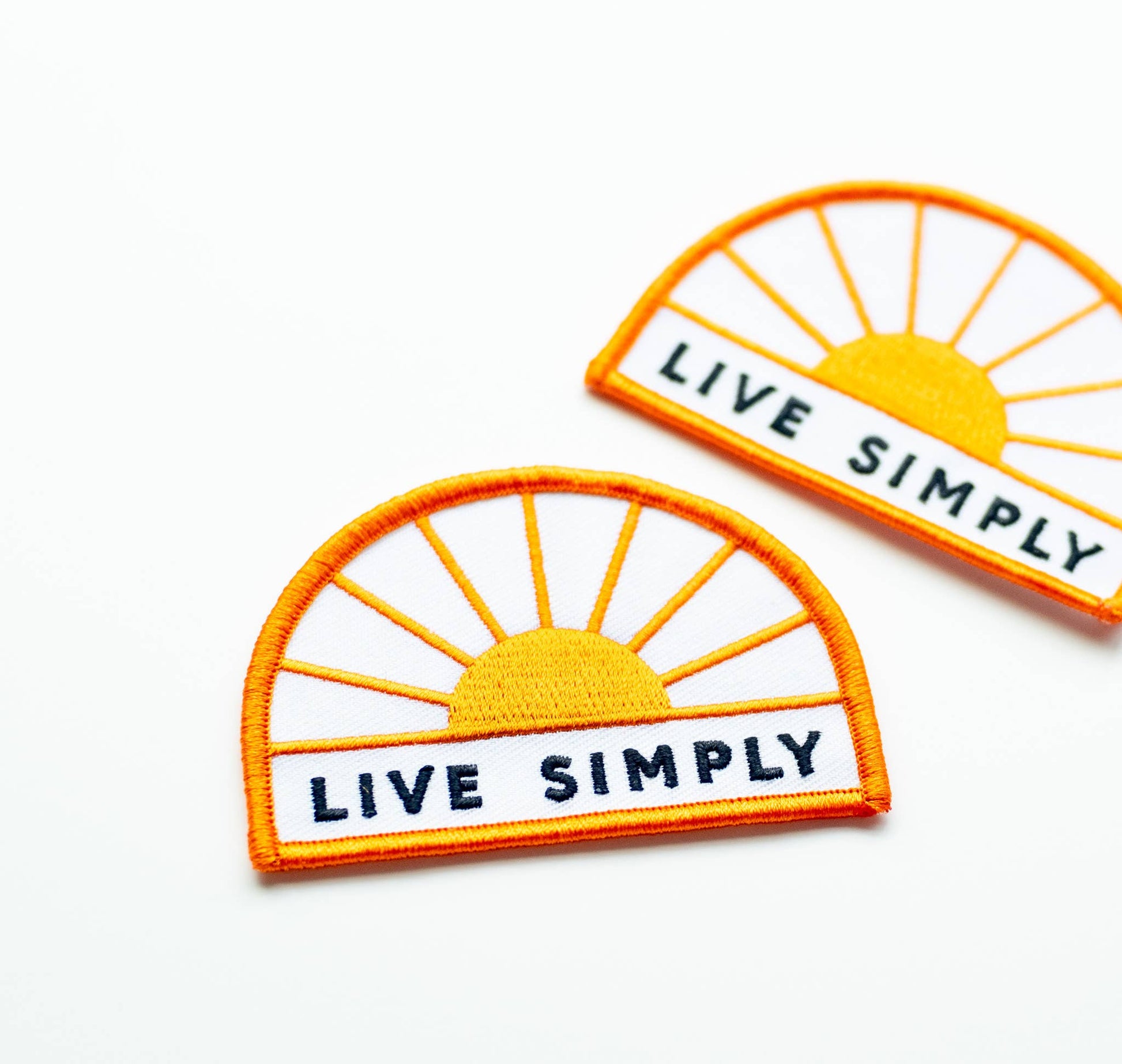 Live Simply Sun Embroidered Iron on Patch - Wander Together Outfitters