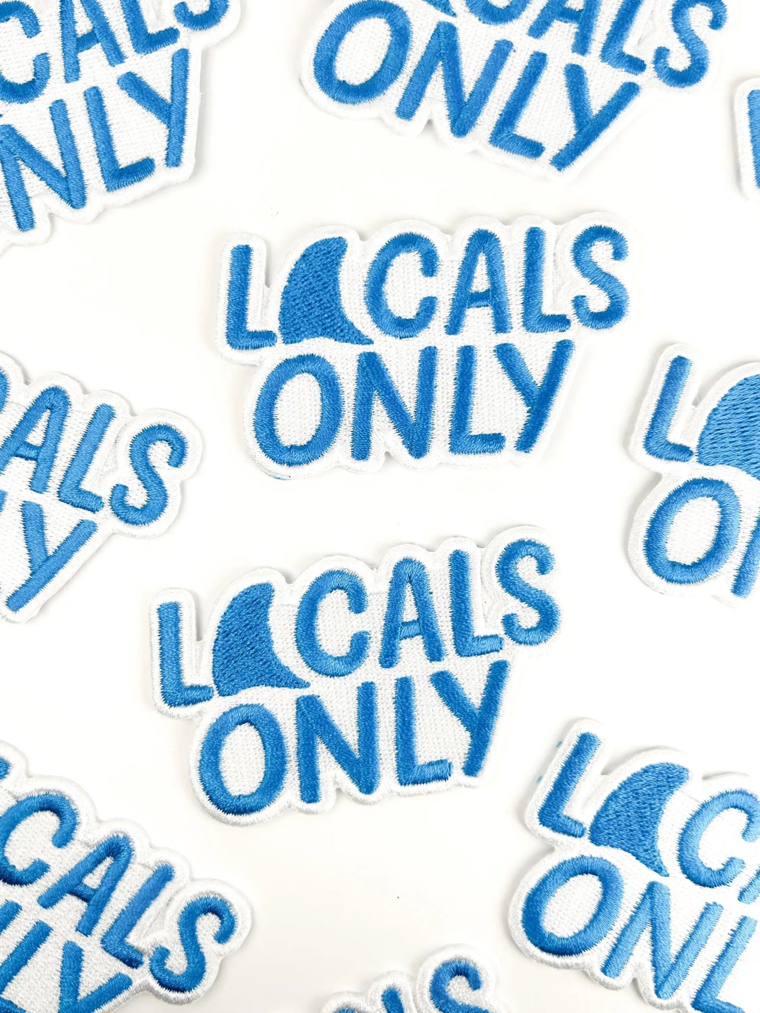 "Locals Only" Embroidered Iron On Shark Patch - Wander Together Outfitters