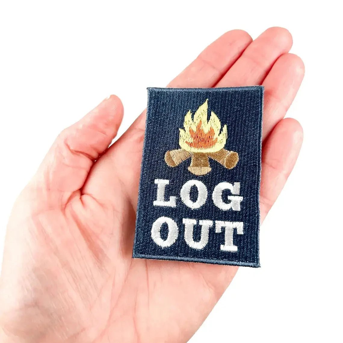 "Log Out "Embroidered Iron - On Patch Perfect for Hiking Camping - Wander Together Outfitters