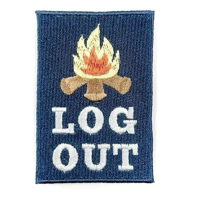 "Log Out "Embroidered Iron - On Patch Perfect for Hiking Camping - Wander Together Outfitters