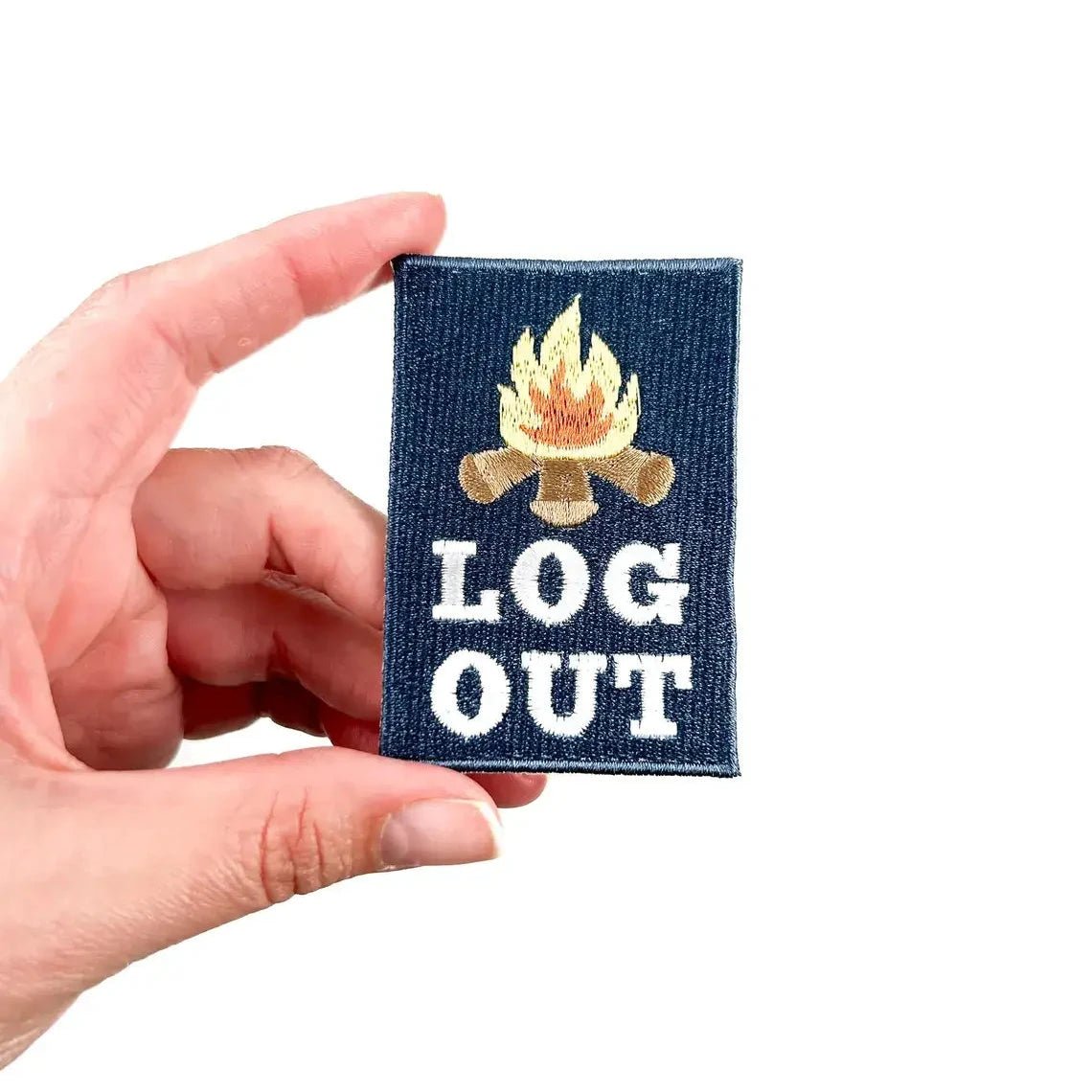 "Log Out "Embroidered Iron - On Patch Perfect for Hiking Camping - Wander Together Outfitters