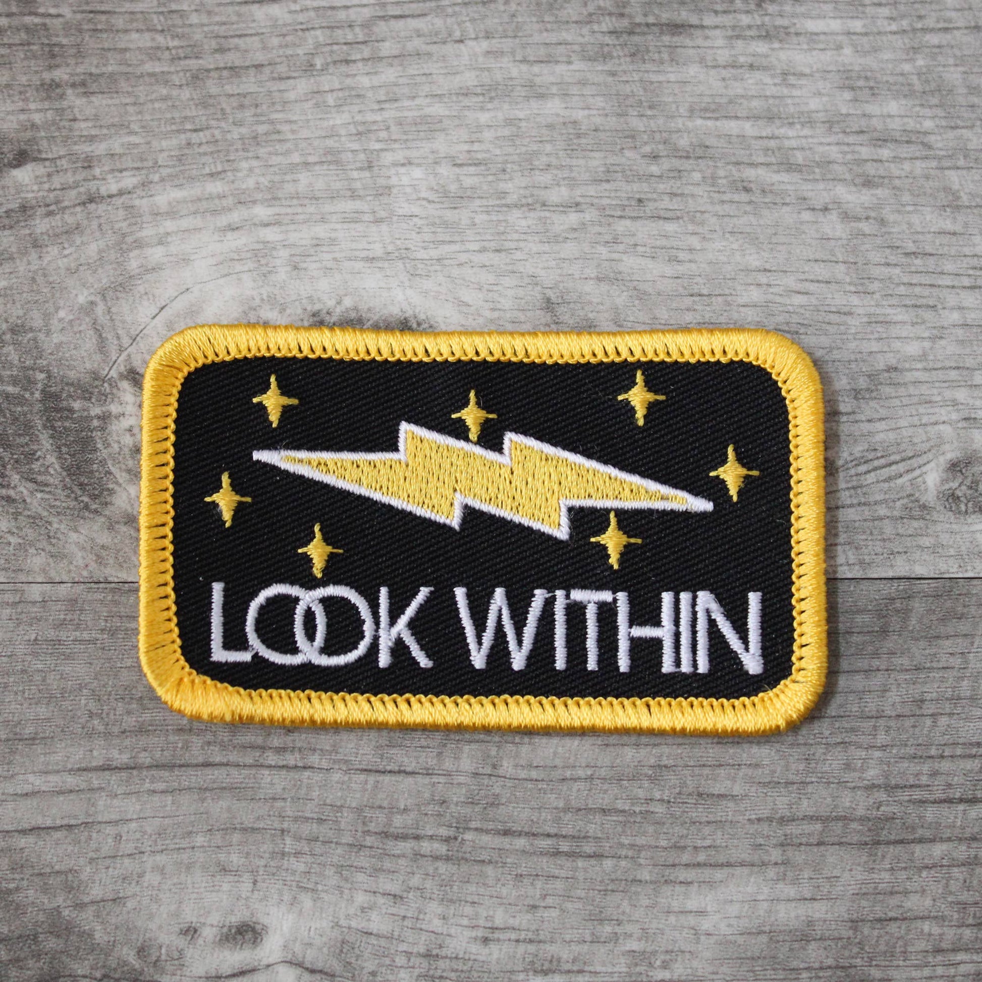“Look Within” Lightning Embroidered Iron On Patch - Wander Together Outfitters