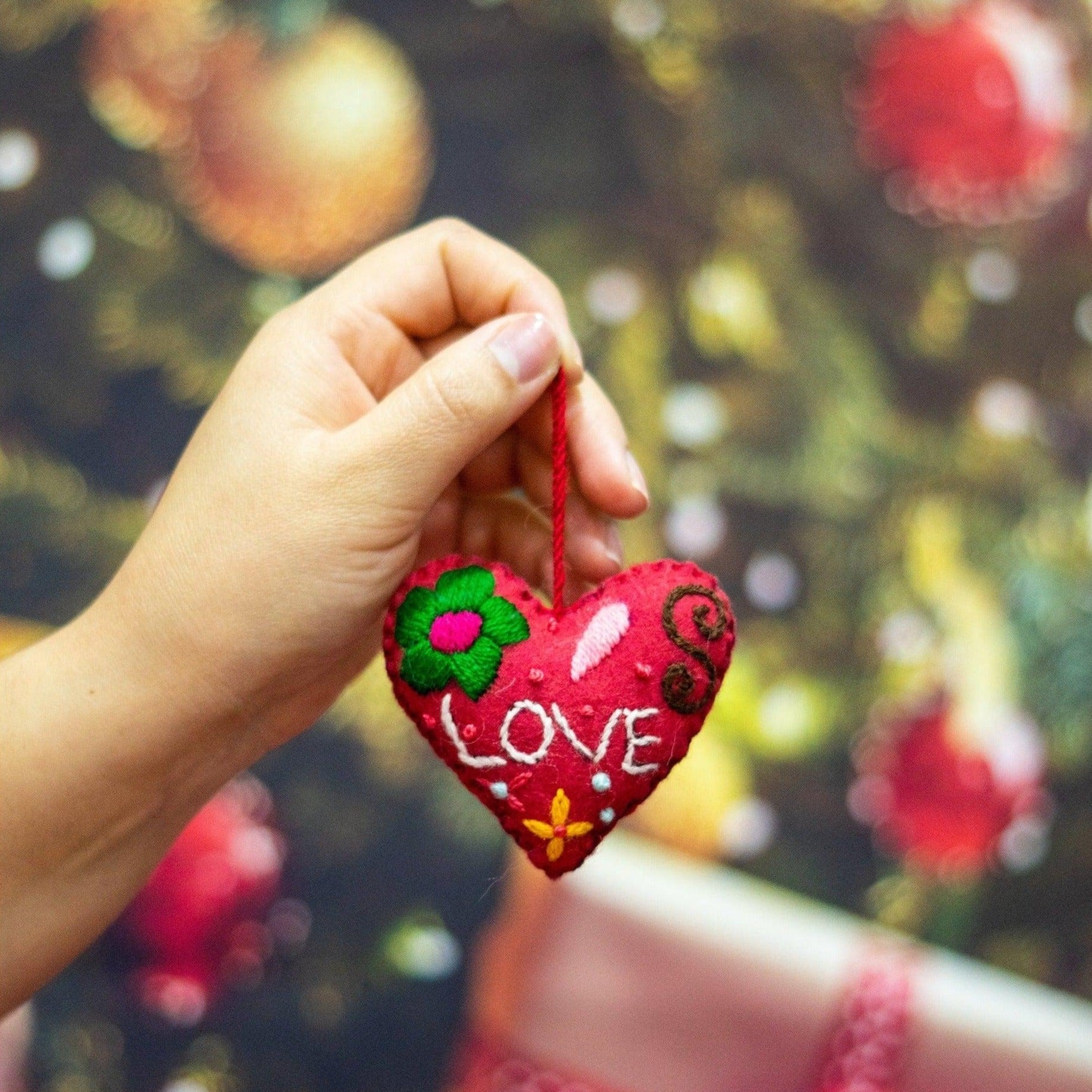 Love Heart Embroidered Handmade Ornament - Mexico - Wander Together Outfitters