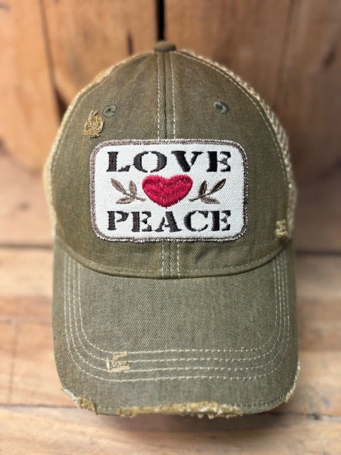 Love & Peace Distressed Vintage Cap - Wander Together Outfitters