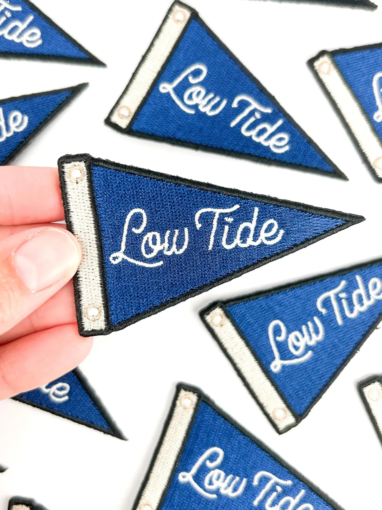 "Low Tide" and "High Tides" Patches Nautical Sailing Pennant Embroidered Iron On - Wander Together Outfitters