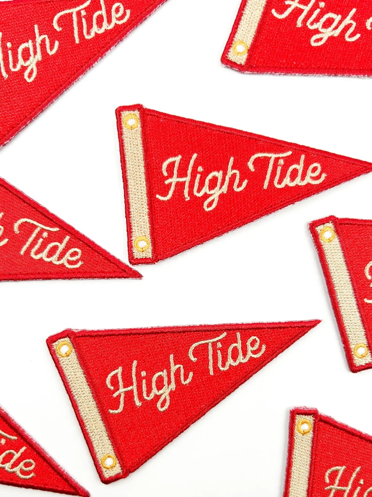"Low Tide" and "High Tides" Patches Nautical Sailing Pennant Embroidered Iron On - Wander Together Outfitters