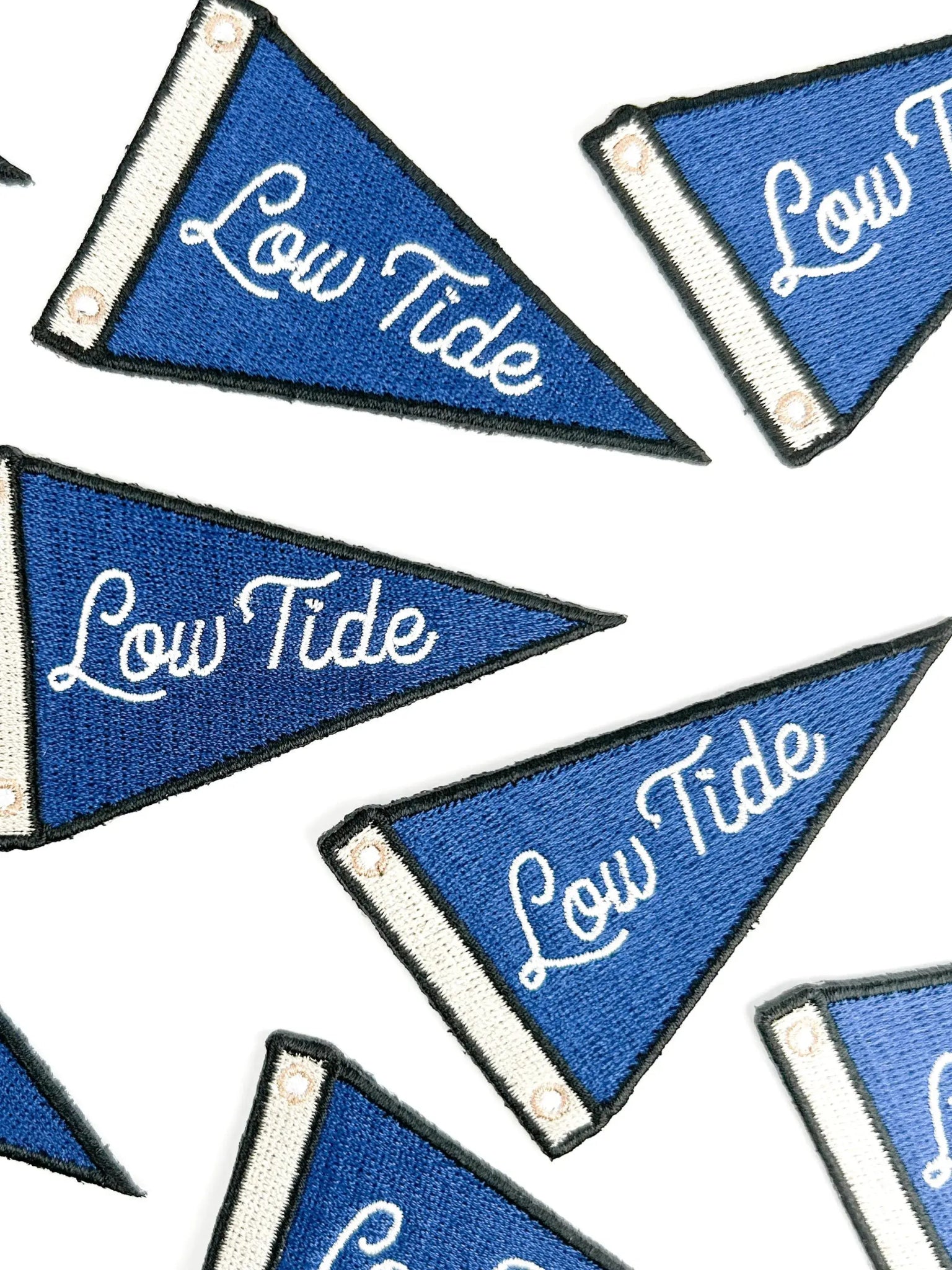 "Low Tide" and "High Tides" Patches Nautical Sailing Pennant Embroidered Iron On - Wander Together Outfitters