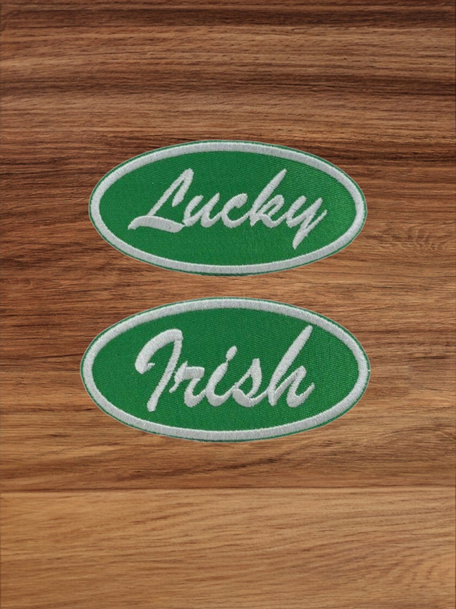 "Lucky" in Oval Embroidered Iron On Patch - Wander Together Outfitters