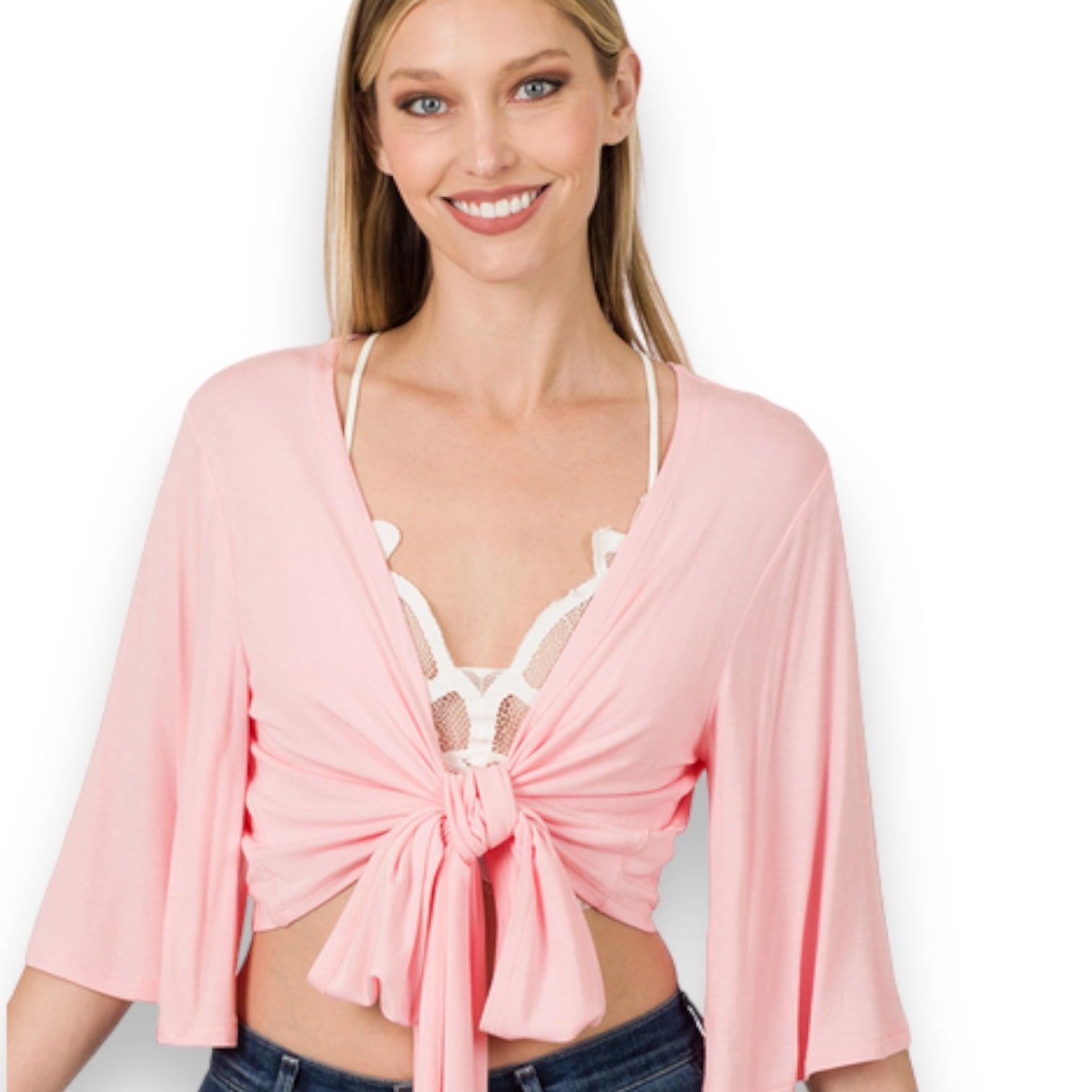 Luxe Rayon Tie Front Cropped Top: Black, Ash Gray, Ruby, Pink (Last Chance) - Wander Together Outfitters